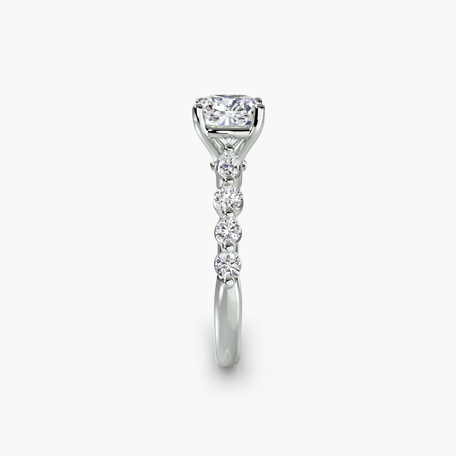 Pave Cushion 950 Platinum Ring Setting - 3