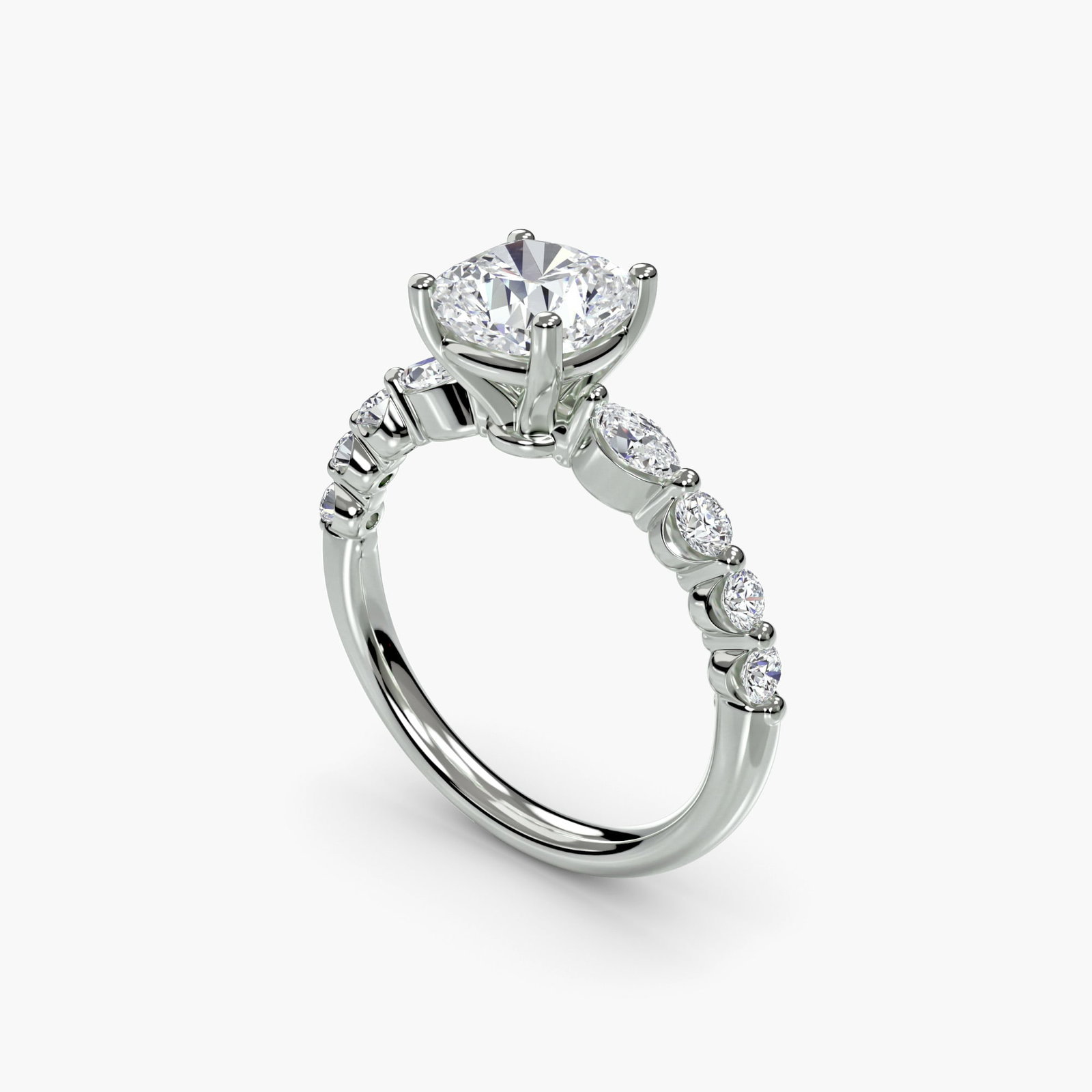 Pave Cushion 950 Platinum Ring Setting - 5