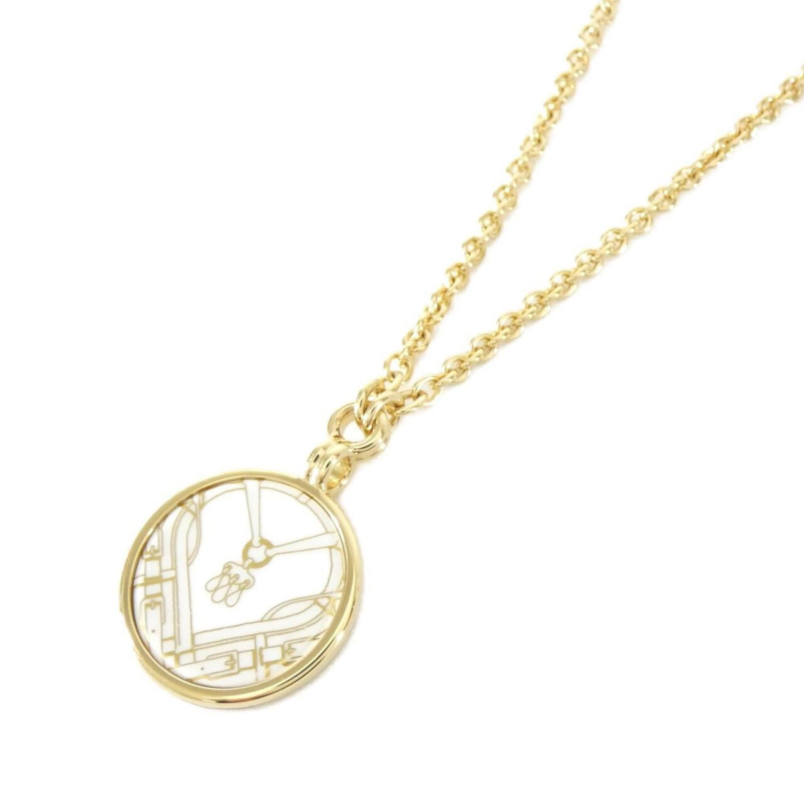 Hermes MORS A JOUETS Medal PM 984311FE Necklace: Hermes MORS A JOUETS Medal PM 984311FE Necklace Gold, Jaune, and White Hermes MORS A JOUETS Medal PM 984311FE Necklace features a striking design with a 35mm x 25mm pendant. The necklace has a gold ch