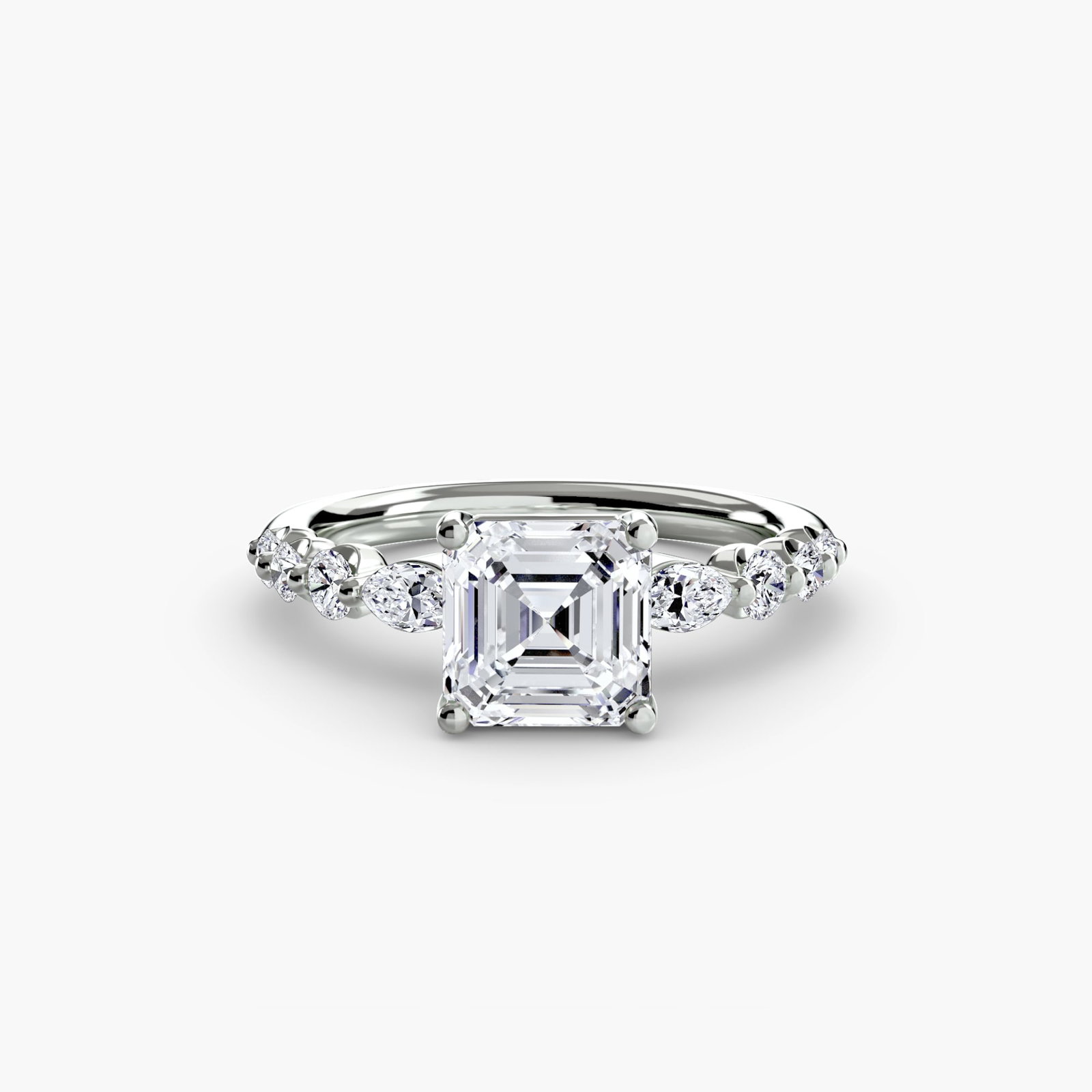 Pave Asscher 950 Platinum Ring Setting - 2