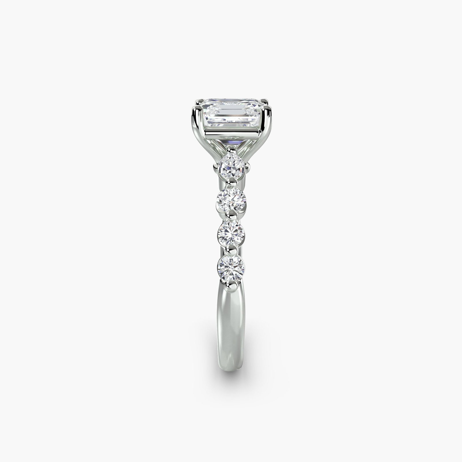 Pave Asscher 950 Platinum Ring Setting - 3