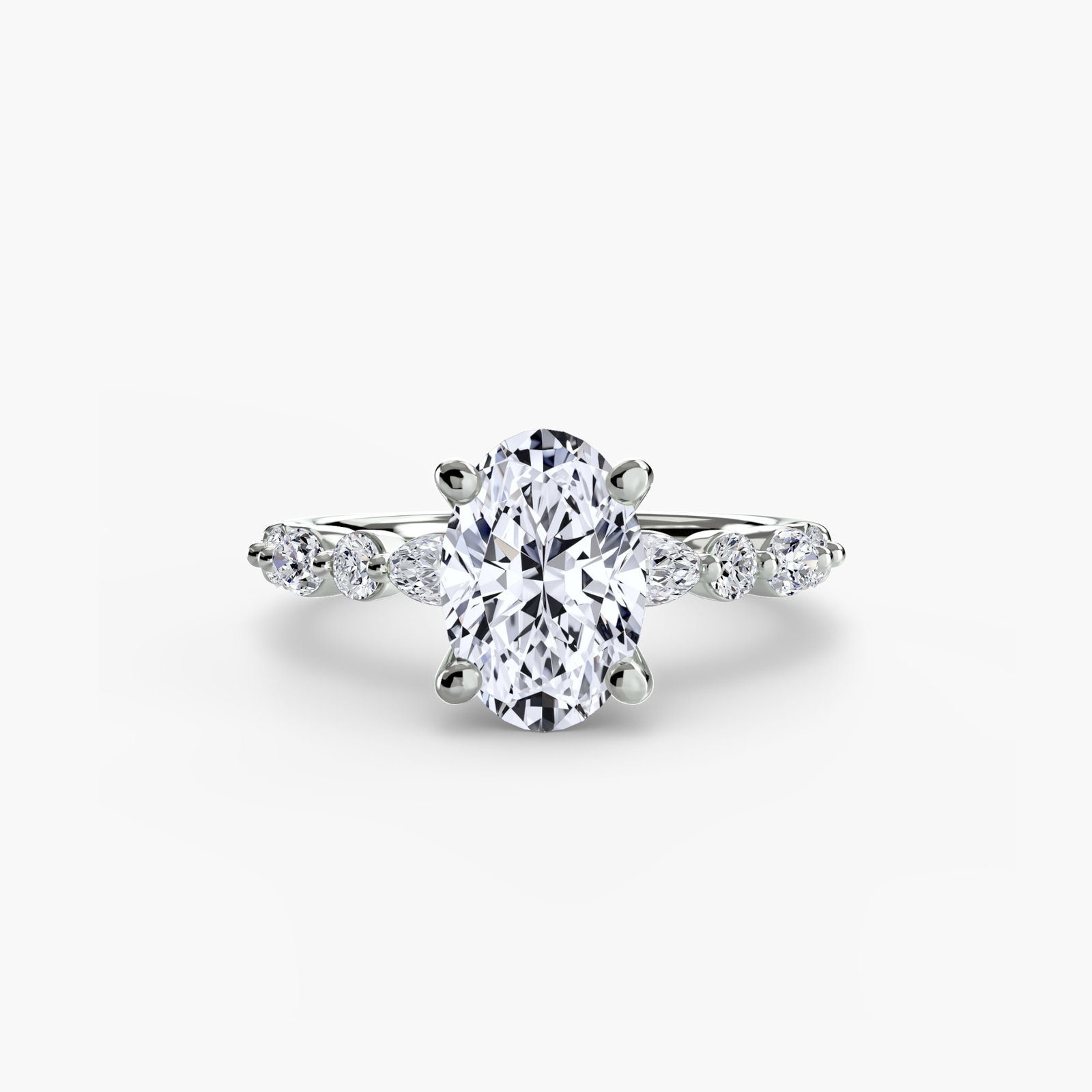 Pave Oval 950 Platinum Ring Setting - 2