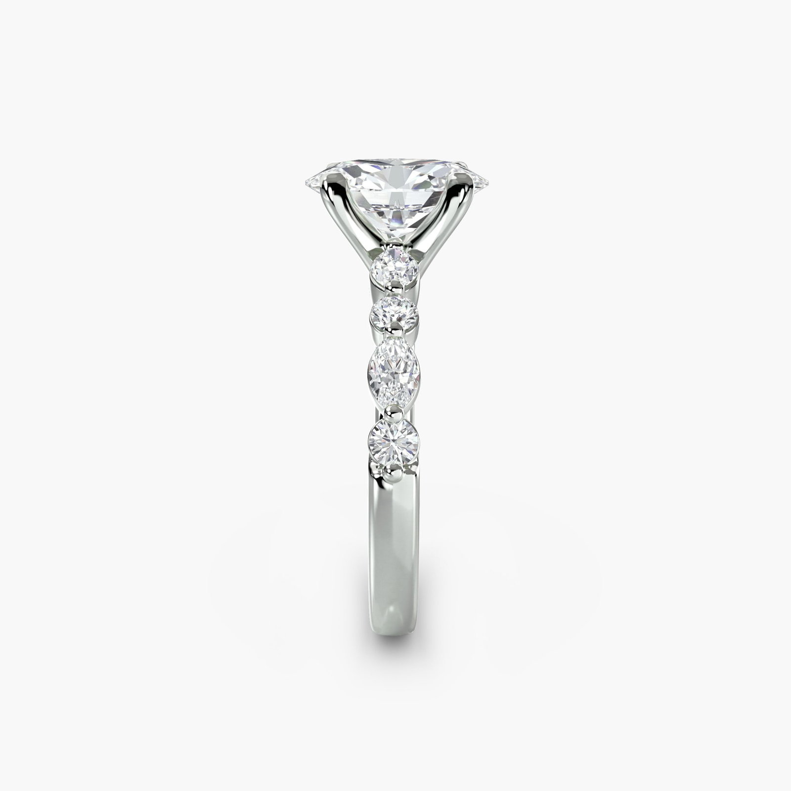 Pave Oval 950 Platinum Ring Setting - 3