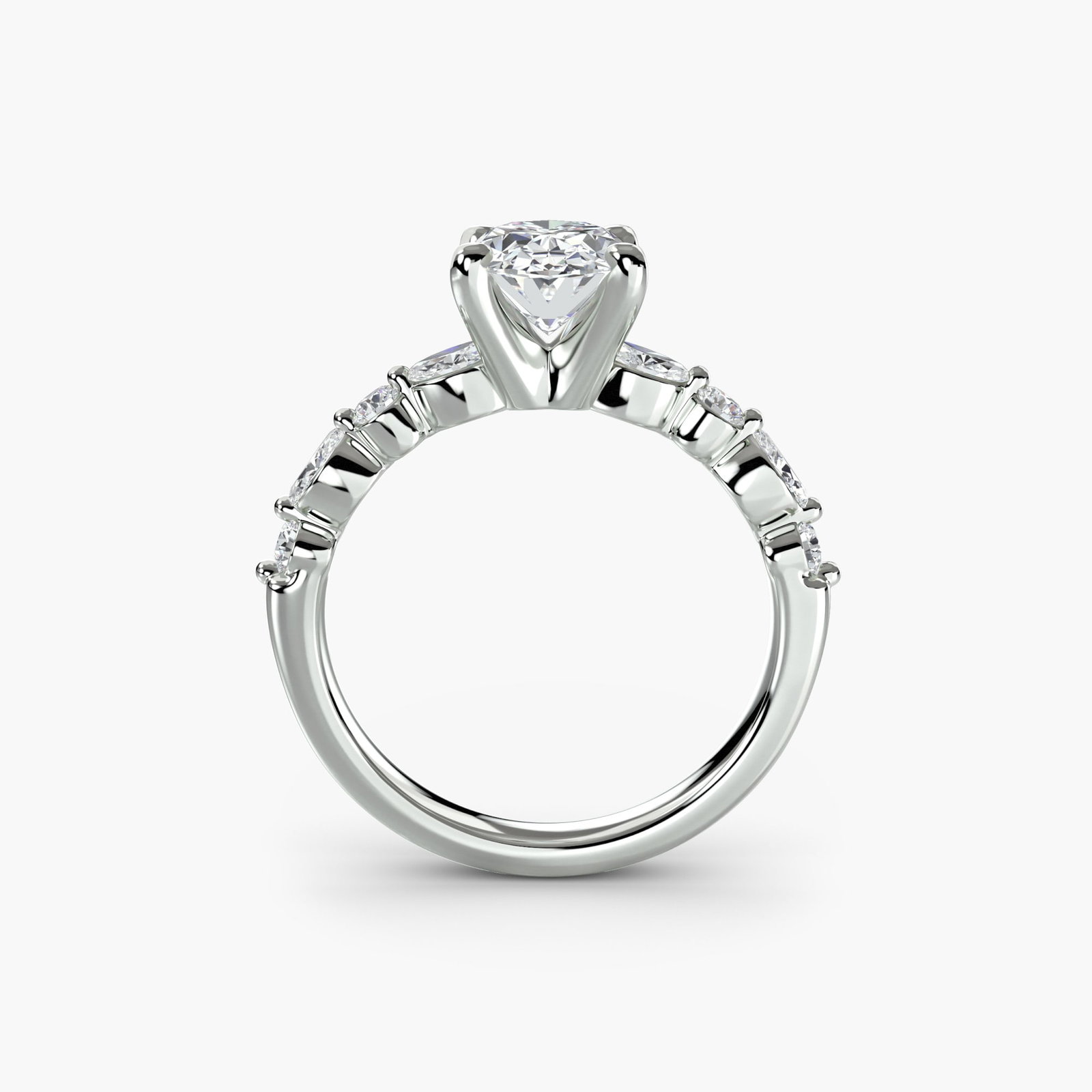 Pave Oval 950 Platinum Ring Setting - 4