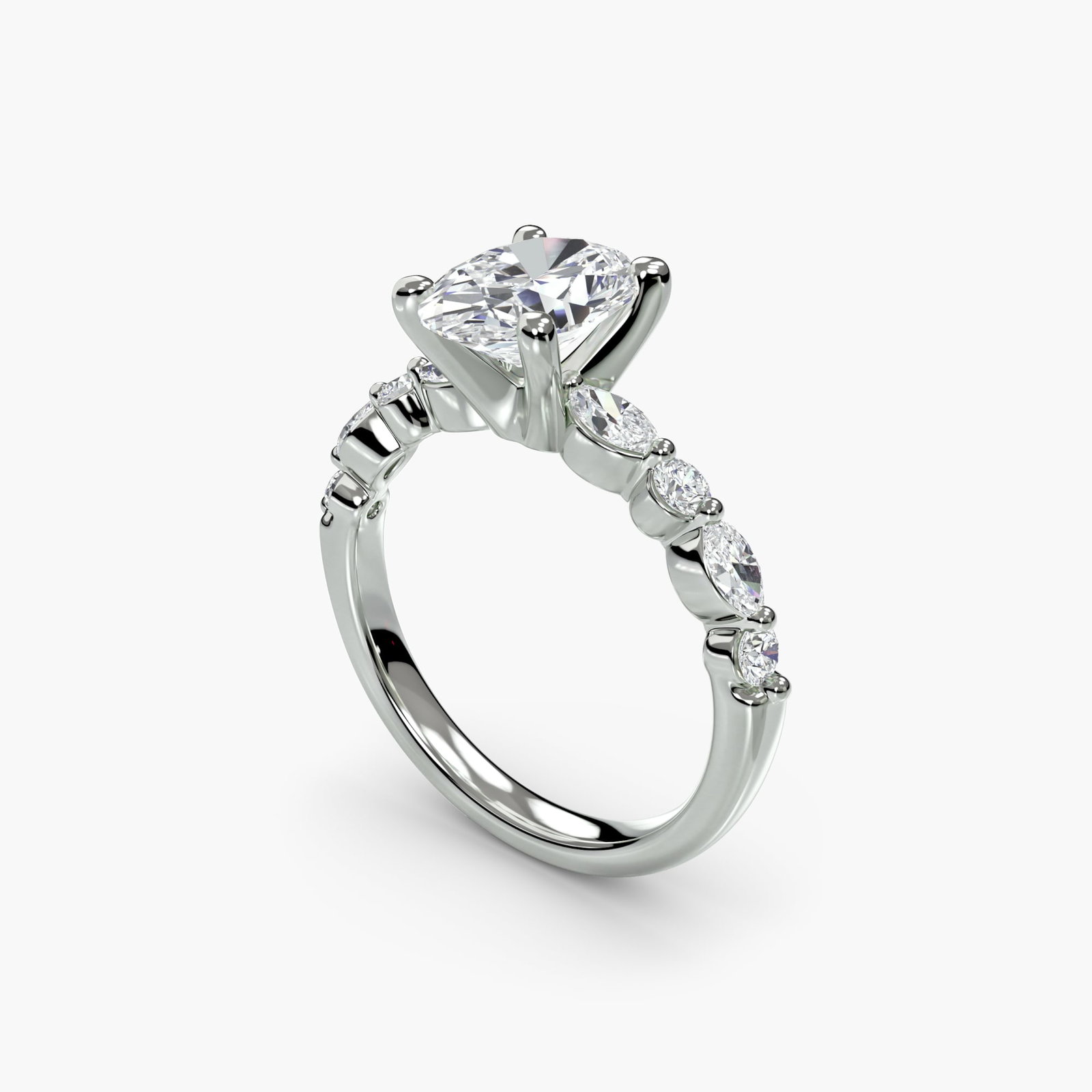 Pave Oval 950 Platinum Ring Setting - 5