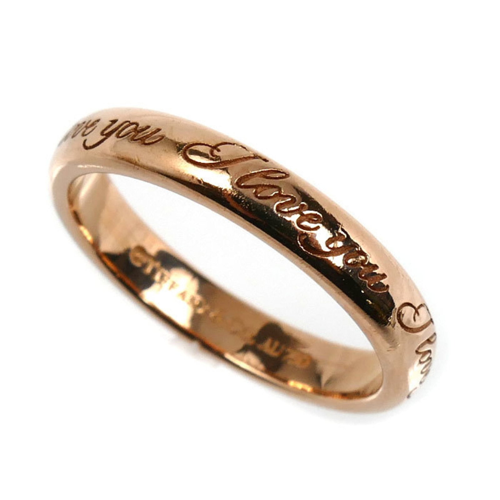 Tiffany Band Ring Pink Gold (18K): Tiffany Band Ring Pink Gold (18K) Pink Gold (18K) Tiffany Band Ring features a classic design with a touch of elegance. Traces of usage and minor scratches can be seen on this pre-owned ring, which is