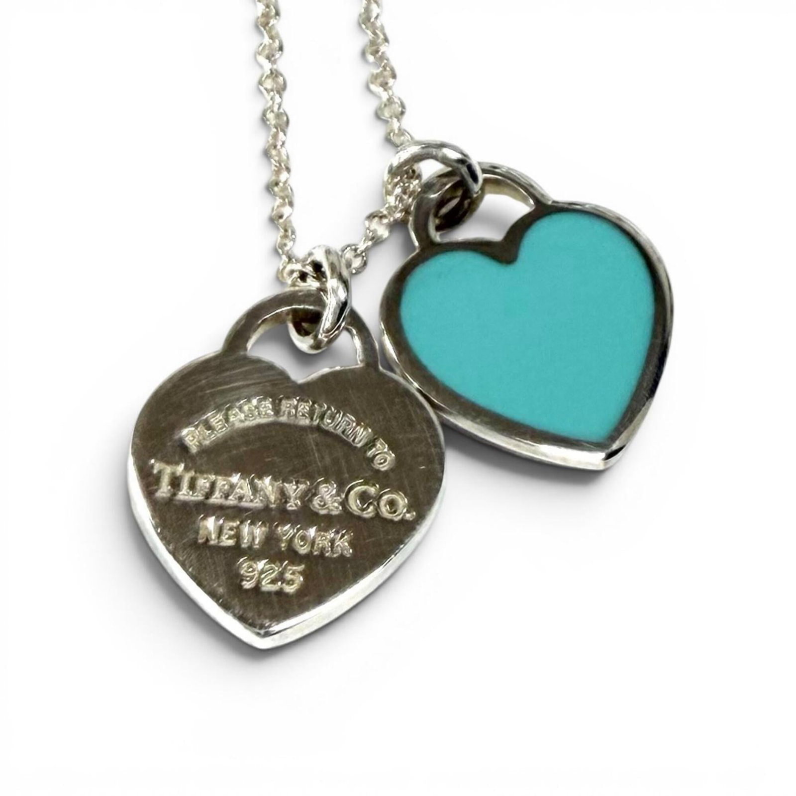TIFFANY&Co. Tiffany Return to Blue Double Heart Tag Pendant AG925 Necklace Silver Weight 2.73g: TIFFANY&Co. Tiffany Return to Blue Double Heart Tag Pendant AG925 Necklace Silver Weight 2.73g Women's Comes with Box and Dust Bag Tiffany&Co.'s Return to Blue Double Heart Tag Pendant shines in