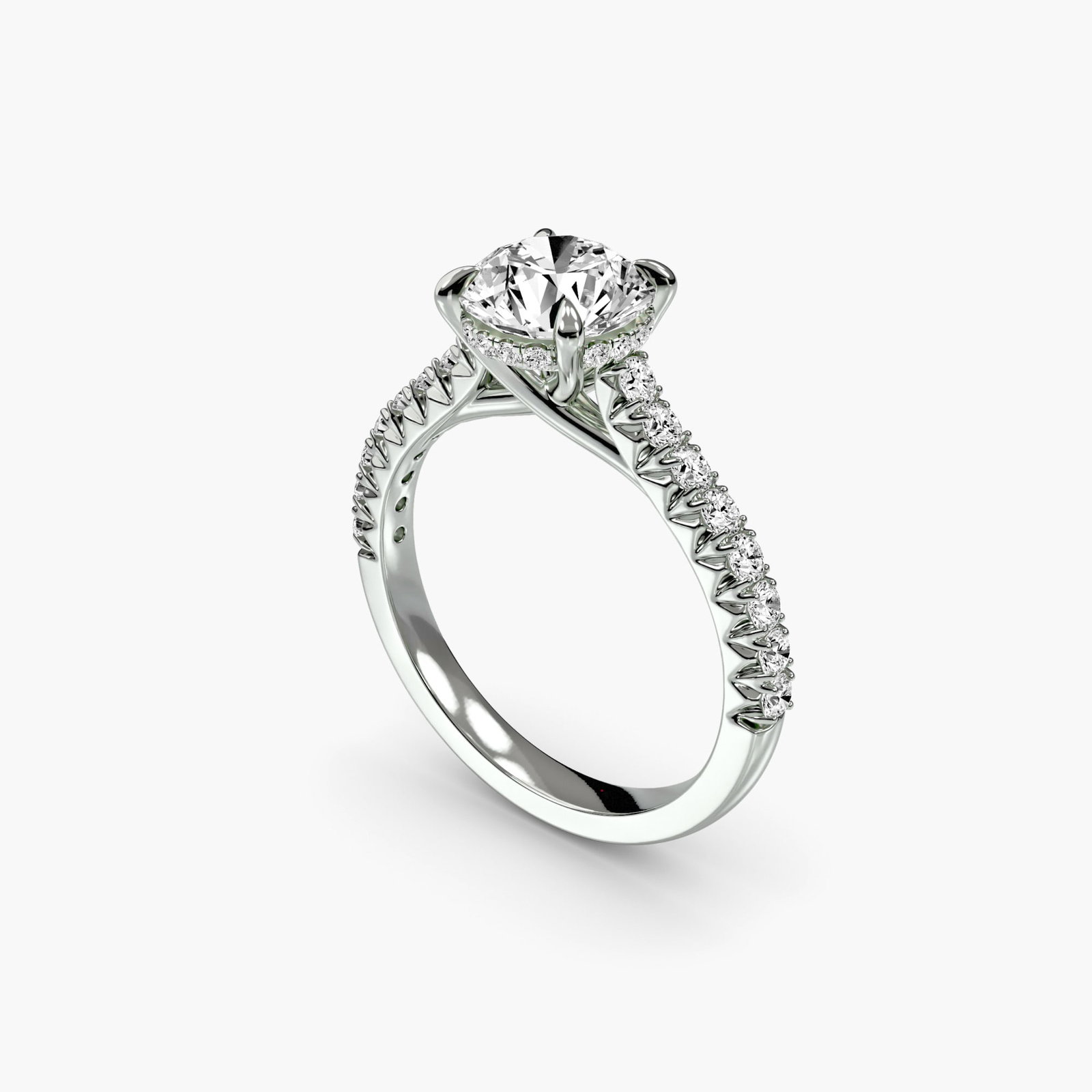 Pave Round 950 Platinum Ring Setting - 5