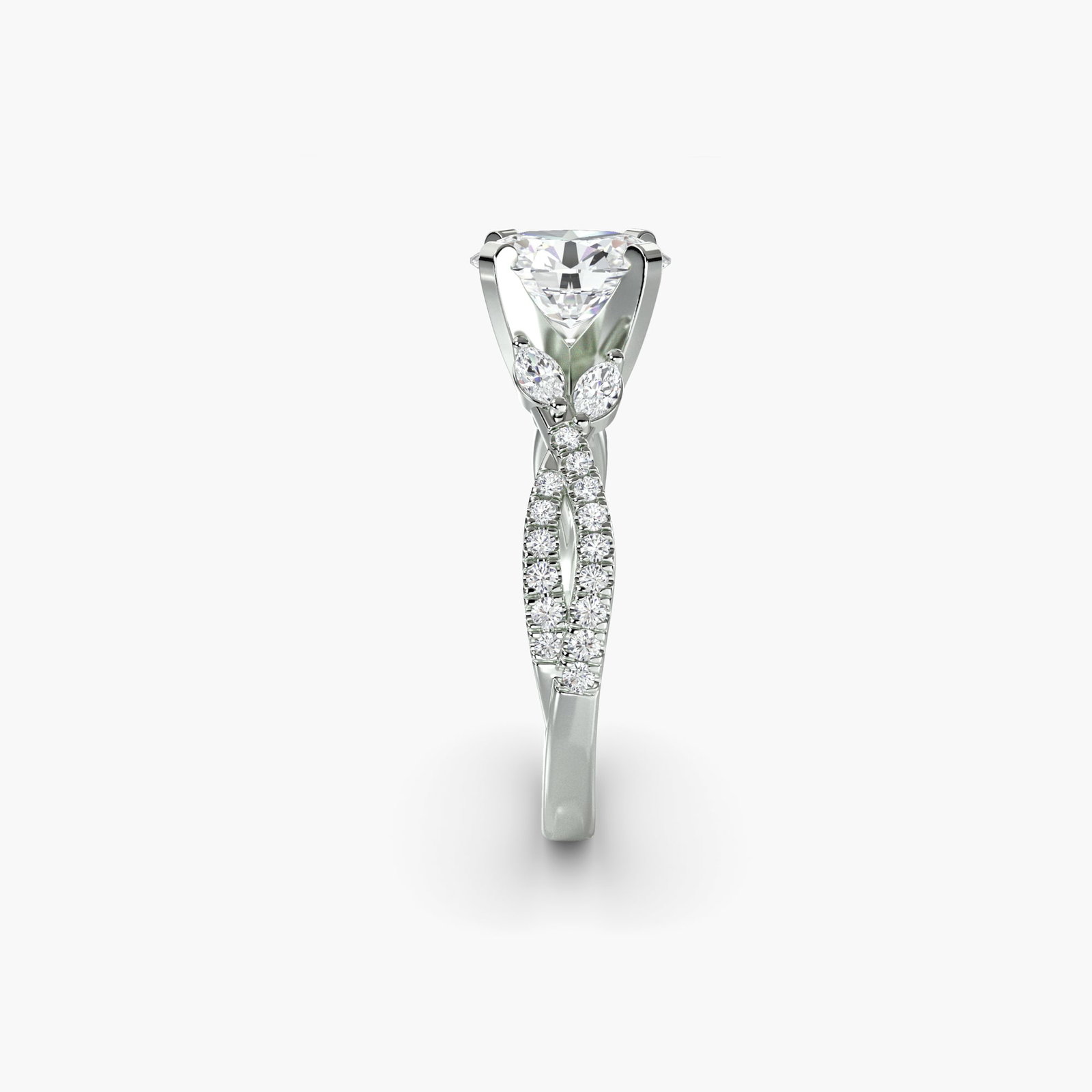 Pave Round 950 Platinum Ring Setting - 3