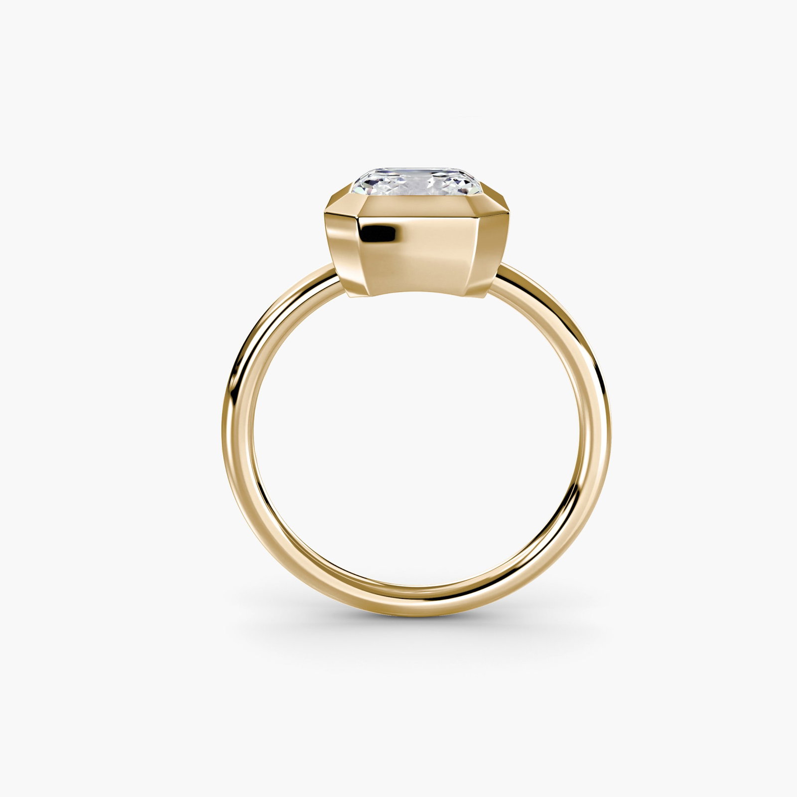 Solitaire Asscher 18Kt Yellow Gold Ring Setting: Solitaire Asscher 18Kt Yellow Gold Ring Setting The Solitaire Asscher 18Kt Yellow Gold Ring Setting is a sleek and sophisticated design featuring an Asscher-cut center stone. With its 1.8mm wide band 