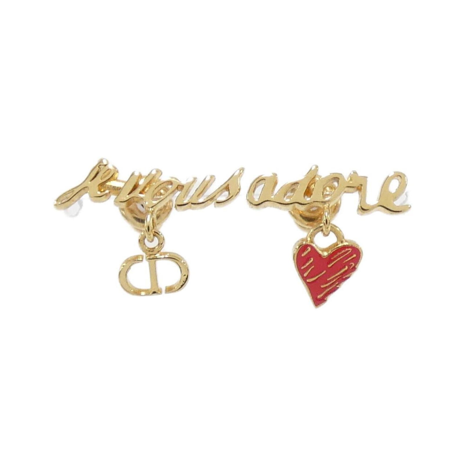 Christian Dior Stud Earrings: Christian Dior Stud Earrings Stud earrings with a gold finish from Christian Dior, featuring a 3.00mm x 17.00mm size and a few traces of usage, including some scratches and dirt. The earrings are in v