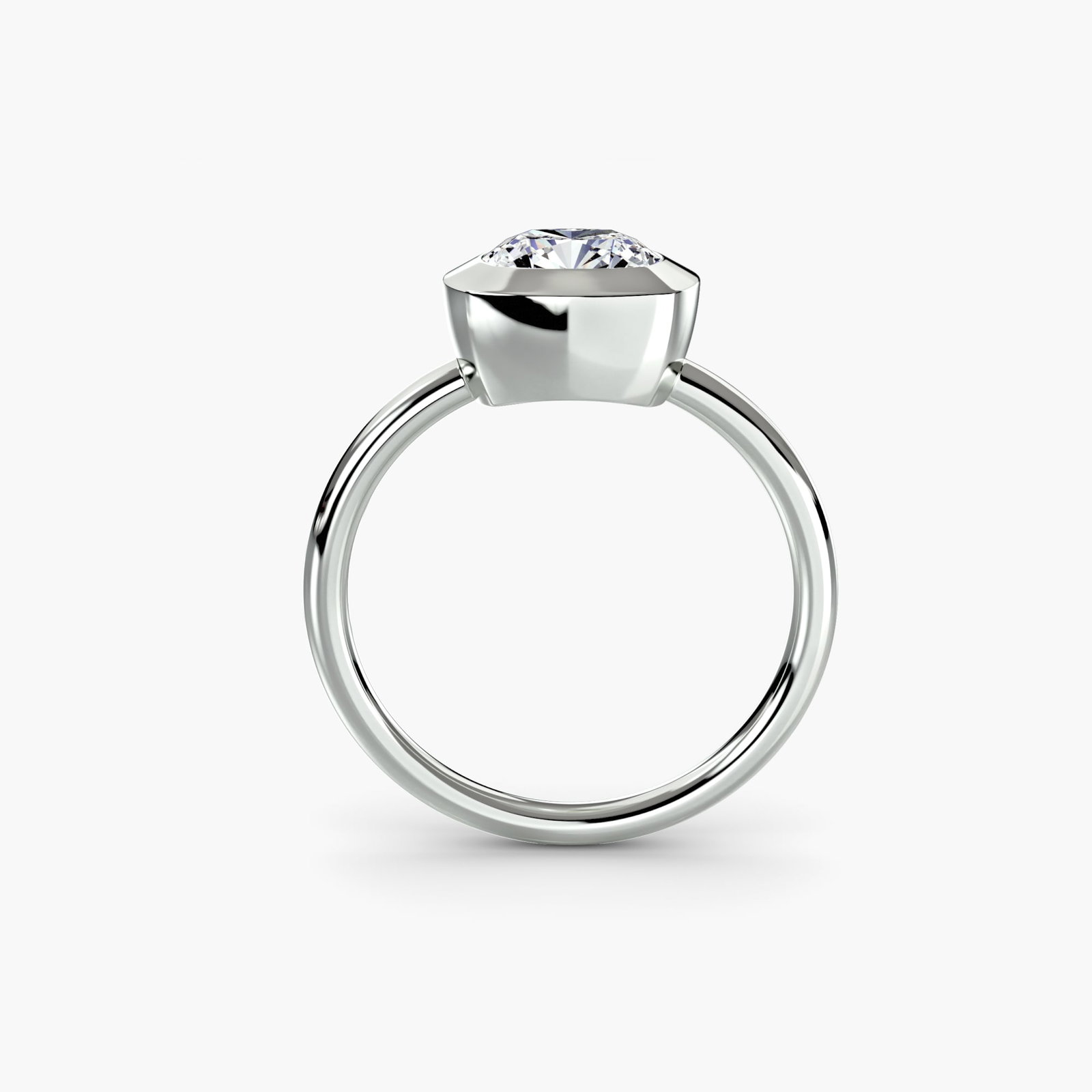 Solitaire Cushion 14Kt White Gold Ring Setting: Solitaire Cushion 14Kt White Gold Ring Setting Cushion cut solitaire ring setting in 14Kt white gold, featuring a sturdy metal weight of 3.57 grams and a band width of 1.8mm. This elegant design showc