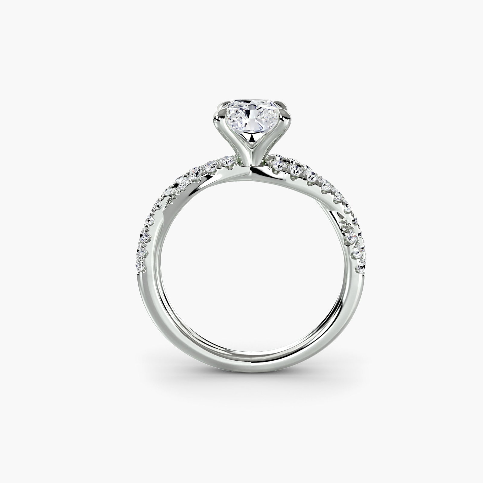 Pave Radiant 14Kt White Gold Ring Setting: Pave Radiant 14Kt White Gold Ring Setting Pave Radiant 14Kt White Gold Ring Setting. This exquisite setting features 34 pave stones, totaling 0.381 carats of lab-grown EF/VS color and clarity, set in 
