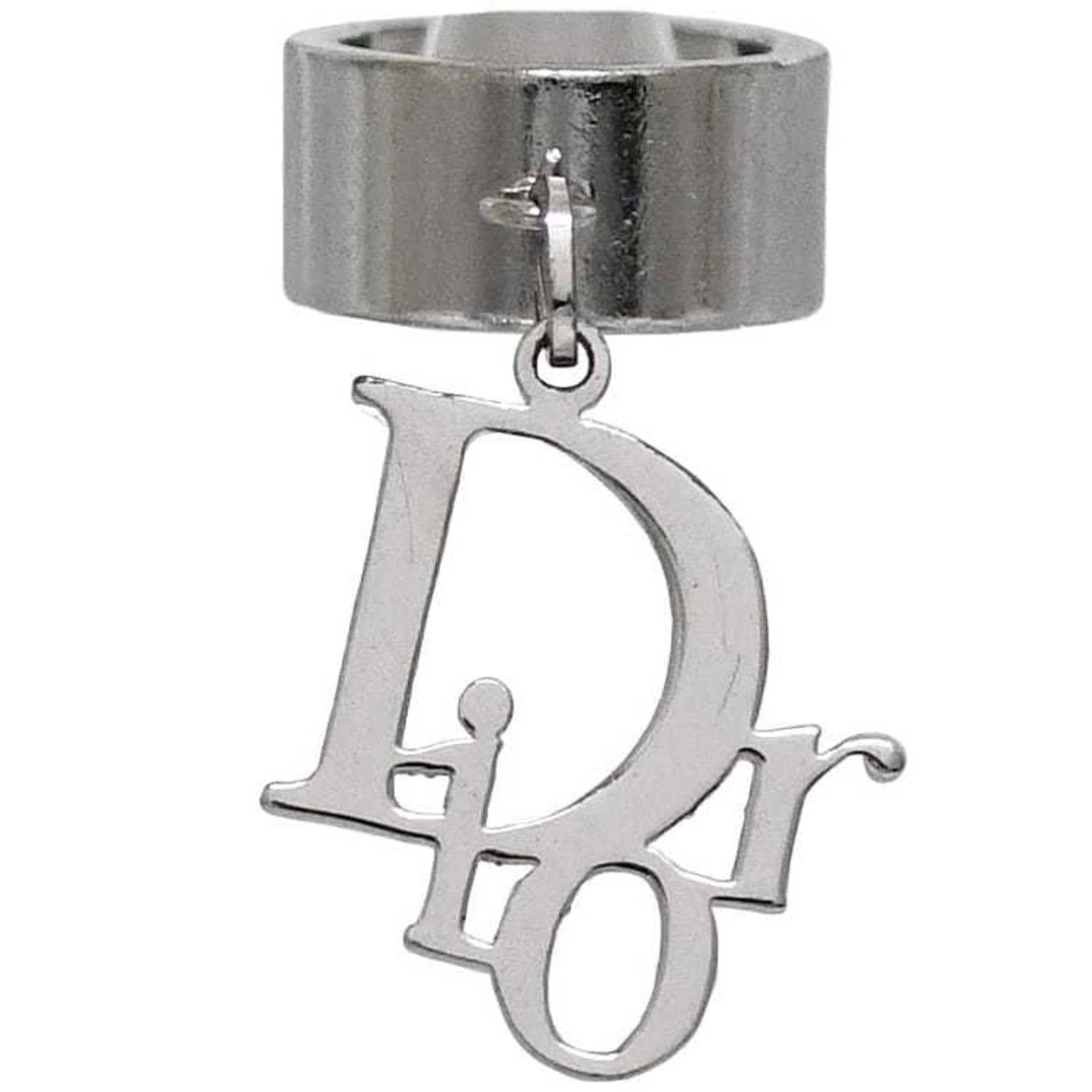 Christian Dior Band Ring Metal: Christian Dior Band Ring Metal Silver band ring from Christian Dior featuring metal construction. The ring has been used and shows traces of usage with minor scratches and dirt, but remains in good co