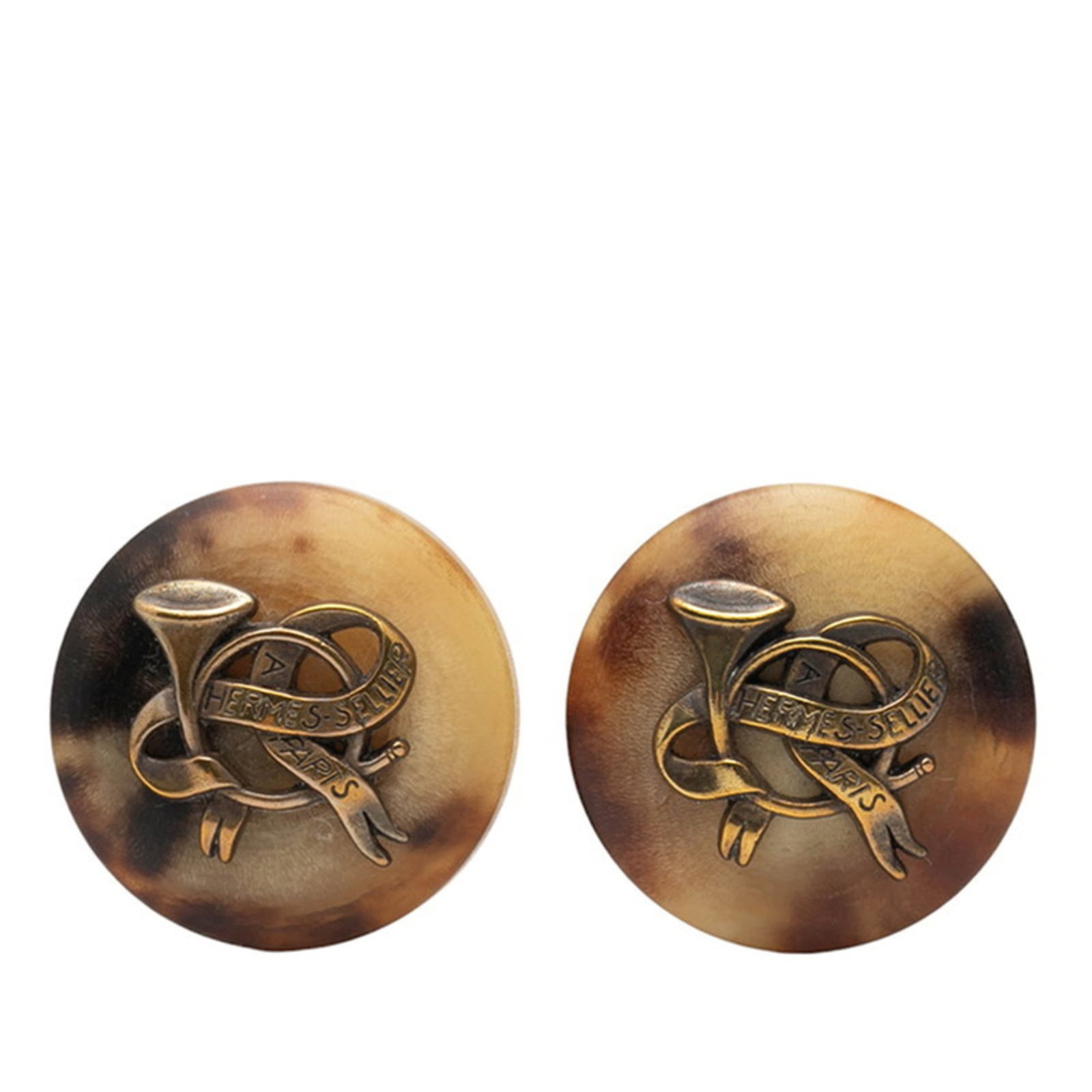 Hermes Clip Earrings Gold Plating, Plastic (1 of 3)