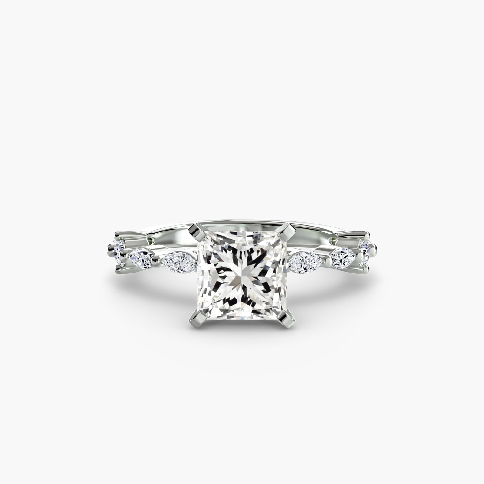 Pave Princess 950 Platinum Ring Setting - 2