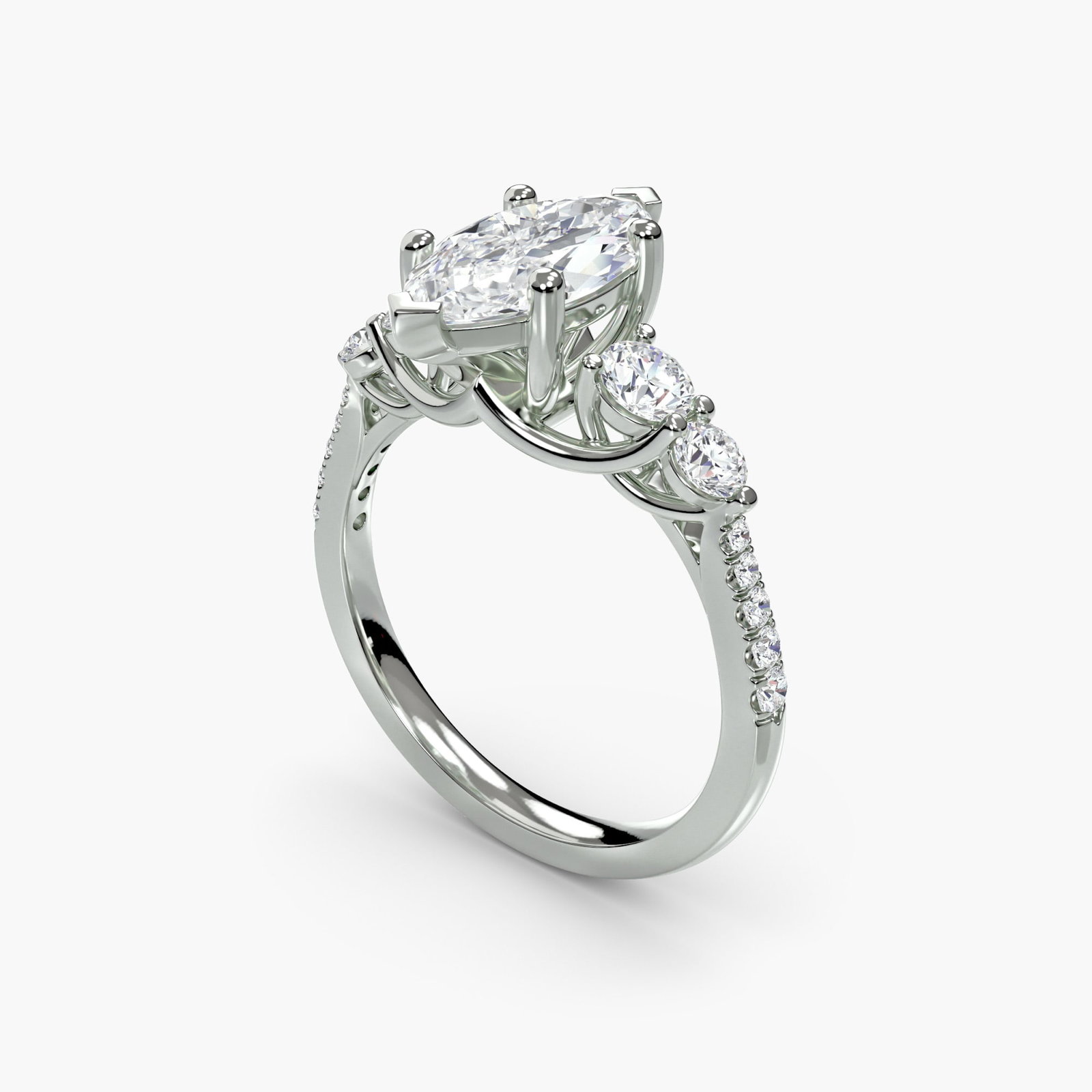 Pave Marquise 950 Platinum Ring Setting - 5