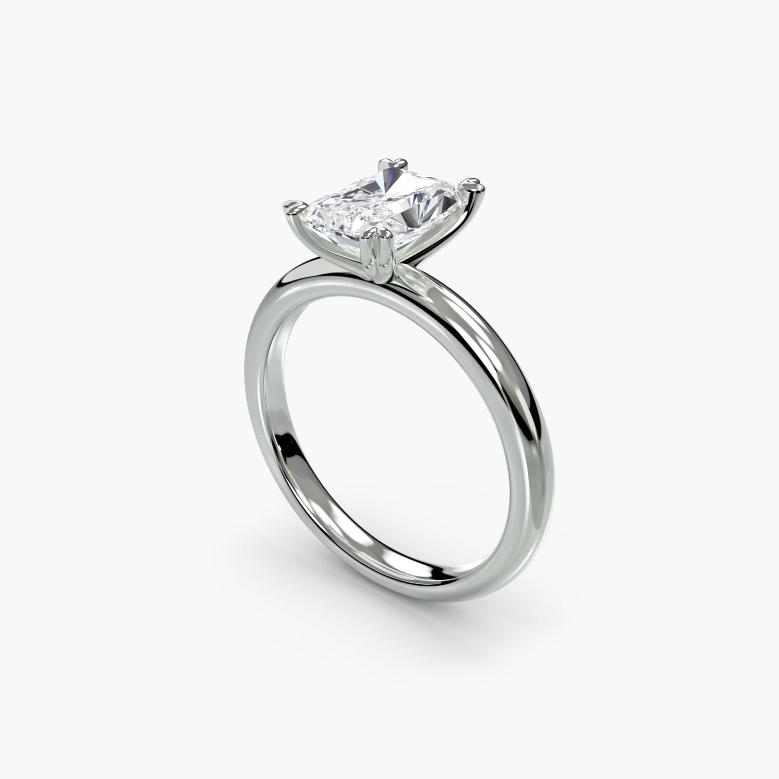 Solitaire Radiant 950 Platinum Ring Setting - 5