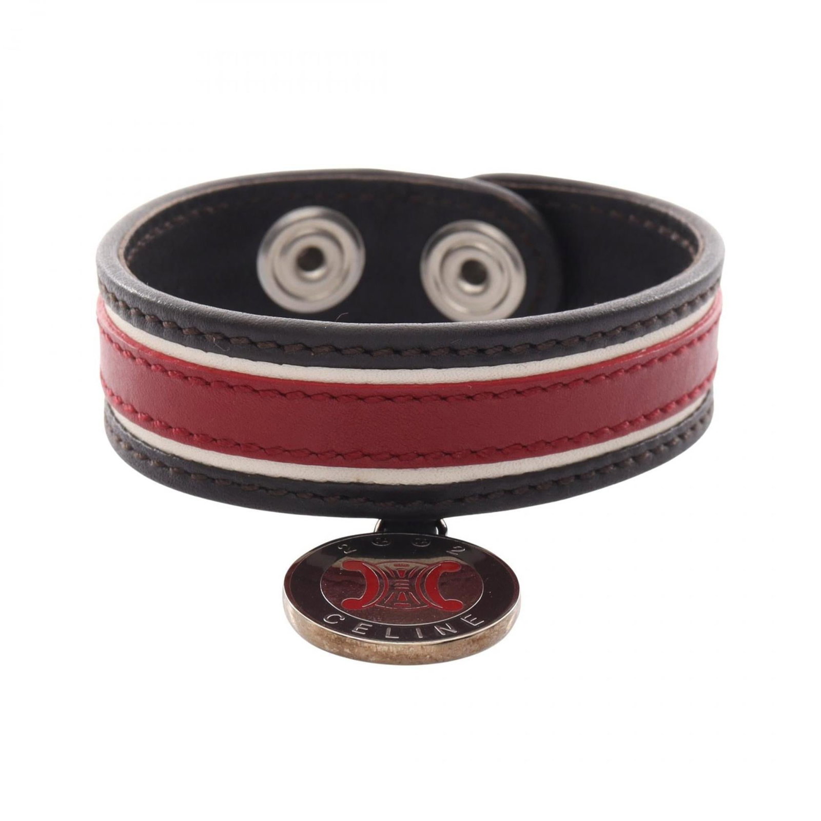Celine Charm Bracelet Leather: Celine Charm Bracelet Leather This Celine charm bracelet features high-quality leather in brown and red hues, with a classic charm design. The 14cm-16cm length offers a versatile fit for any wrist siz
