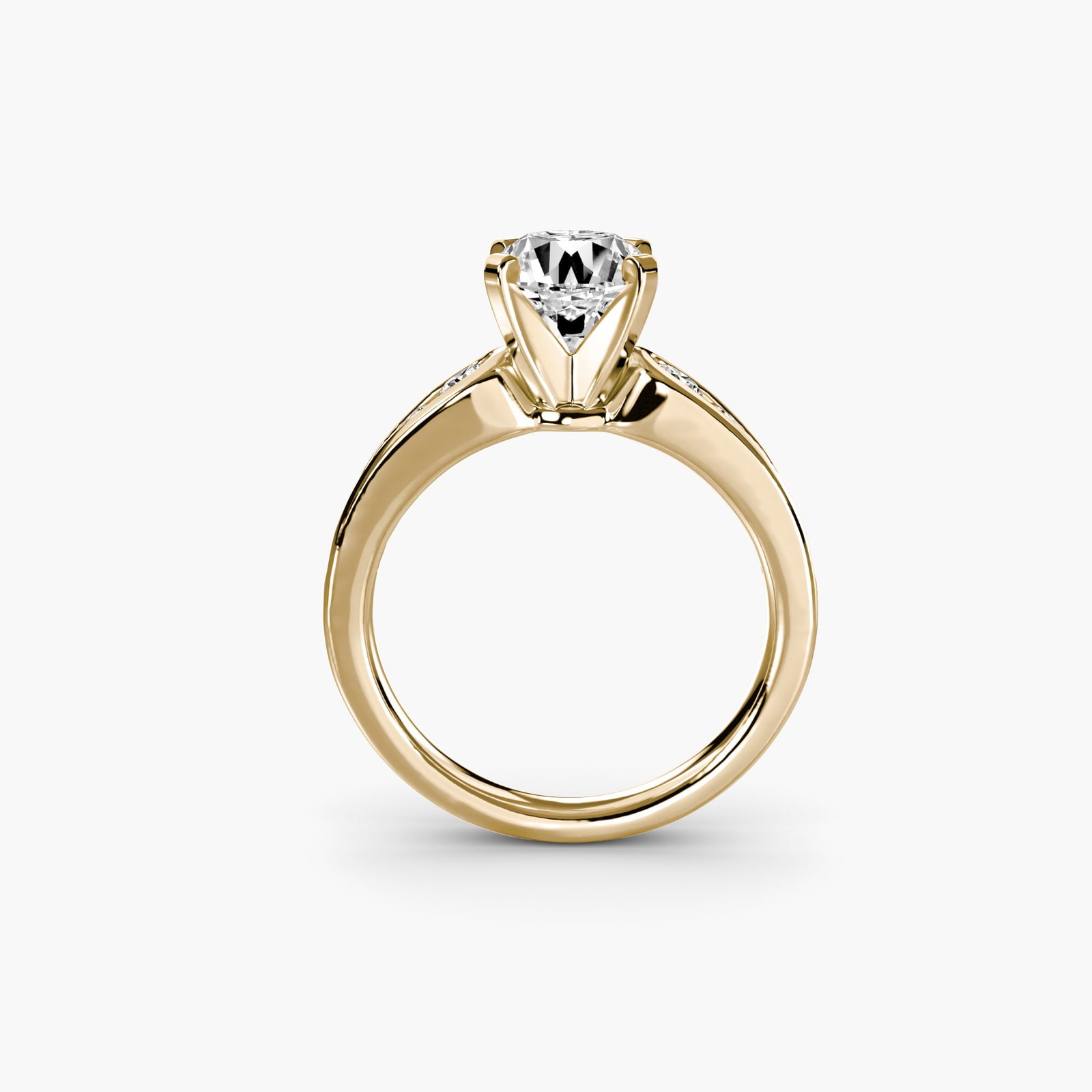 Pave Round 14Kt Yellow Gold Ring Setting: Pave Round 14Kt Yellow Gold Ring Setting Pave round 14Kt yellow gold ring setting with 12 side stones totaling 0.341 carats, crafted from high-quality metal weighing 3.58 grams and featuring a 2.3mm b