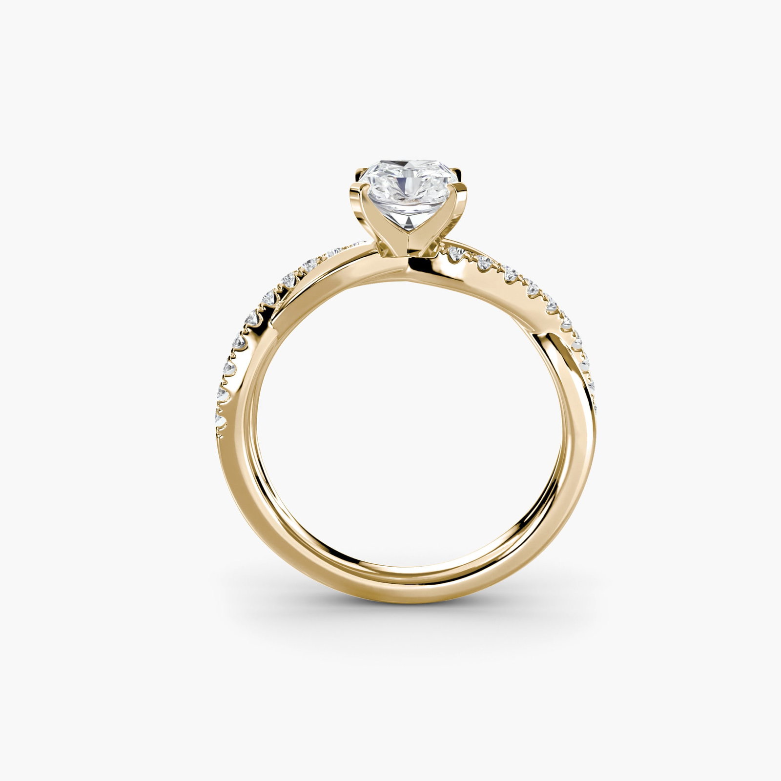Pave Radiant 14Kt Yellow Gold Ring Setting: Pave Radiant 14Kt Yellow Gold Ring Setting The Pave Radiant 14Kt Yellow Gold Ring Setting boasts a radiant design with 20 pave stones, totaling 0.19 carats of sparkle. This stunning setting features
