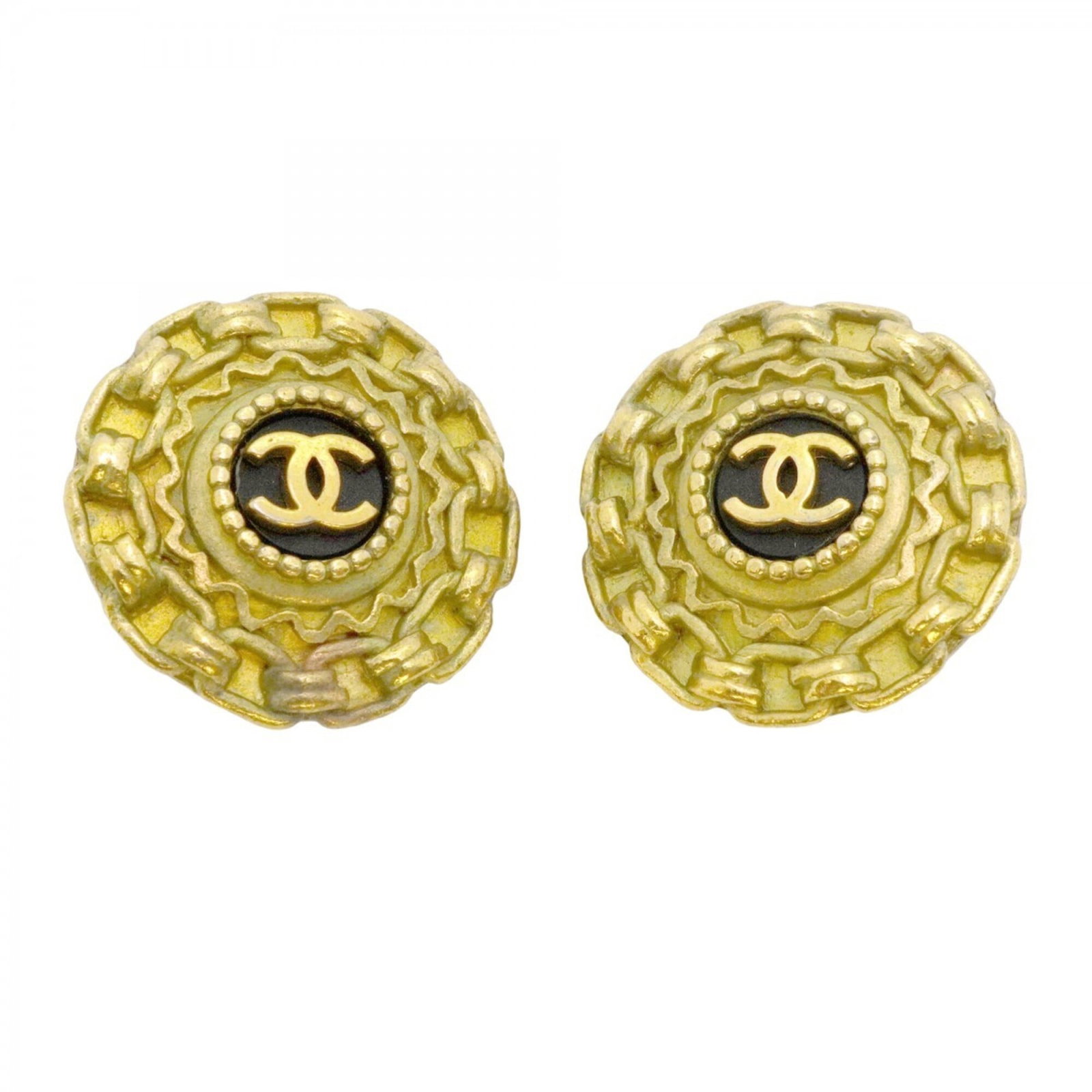 Chanel Clip Earrings Gold Plating: Chanel Clip Earrings Gold Plating Chanel Clip Earrings in Gold Plating feature sleek and modern design. The earrings are made of gold plating with black color and have a clip back closure for secure w