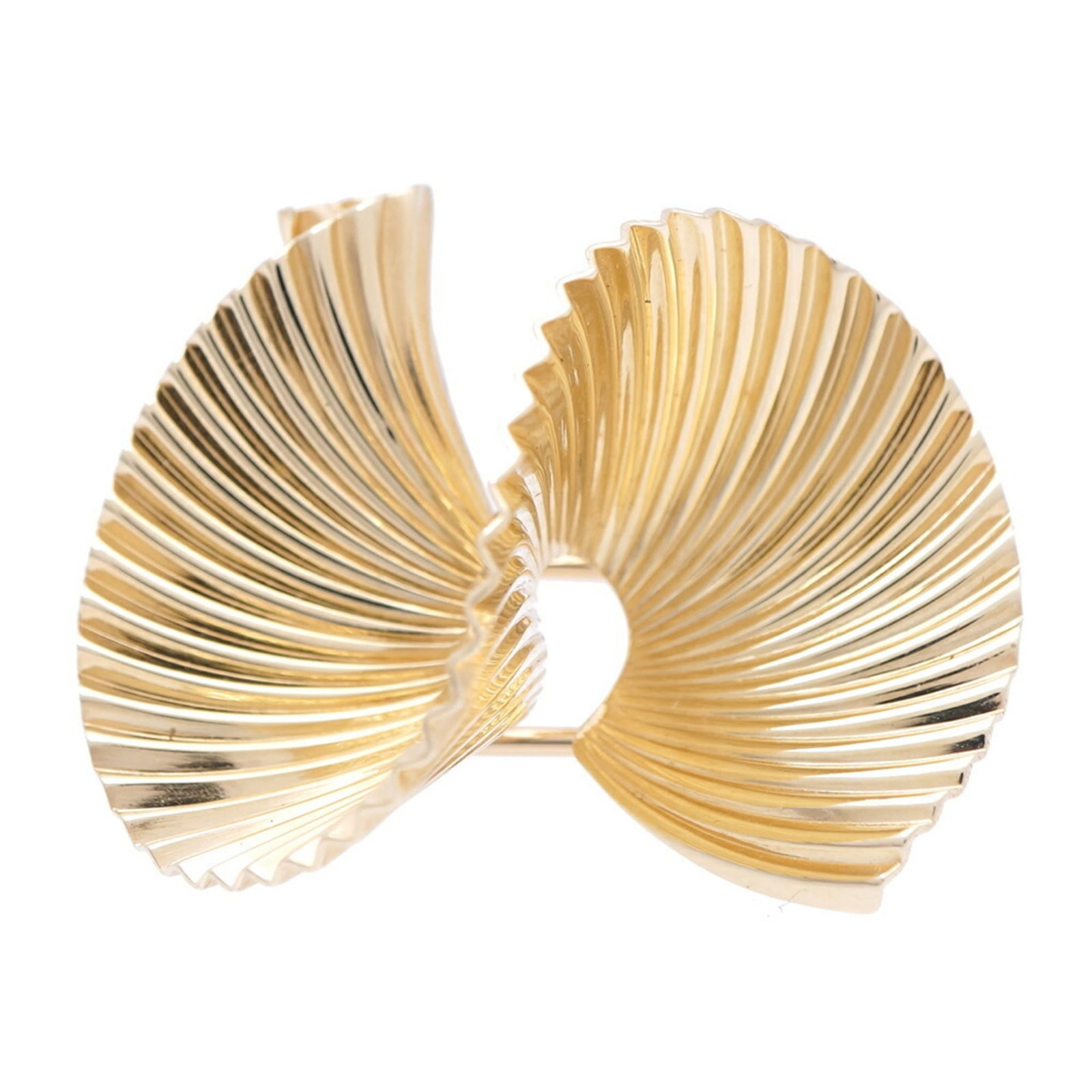 Tiffany Brooch Yellow Gold (14K): Tiffany Brooch Yellow Gold (14K) Tiffany's iconic yellow gold brooch boasts a sleek design with a size of 2.8cm x 3.5cm and weighs 8.2g, making it a stylish accessory for any woman. This 14K piece is 