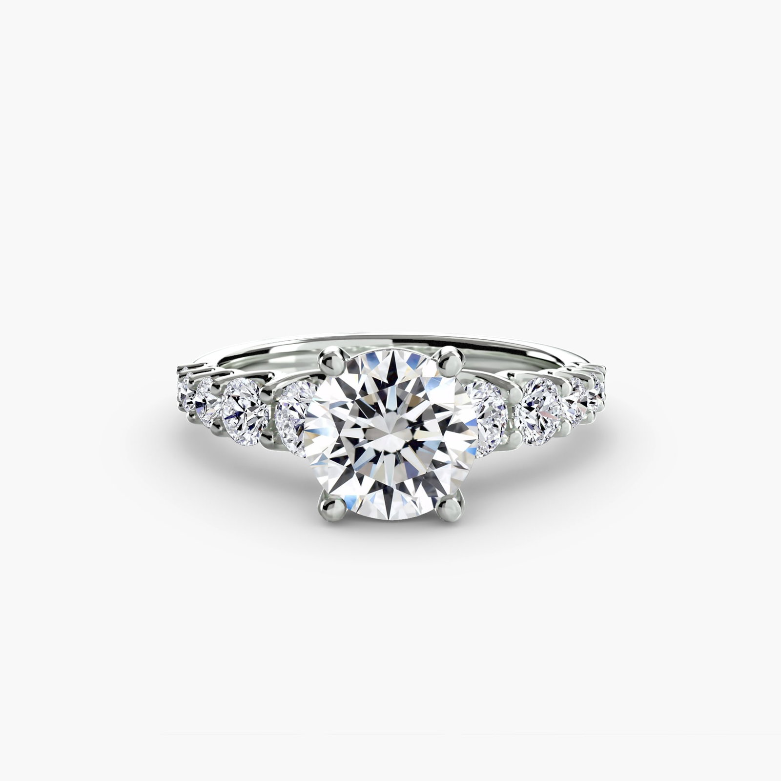 Side Stone Round 950 Platinum Ring Setting - 2