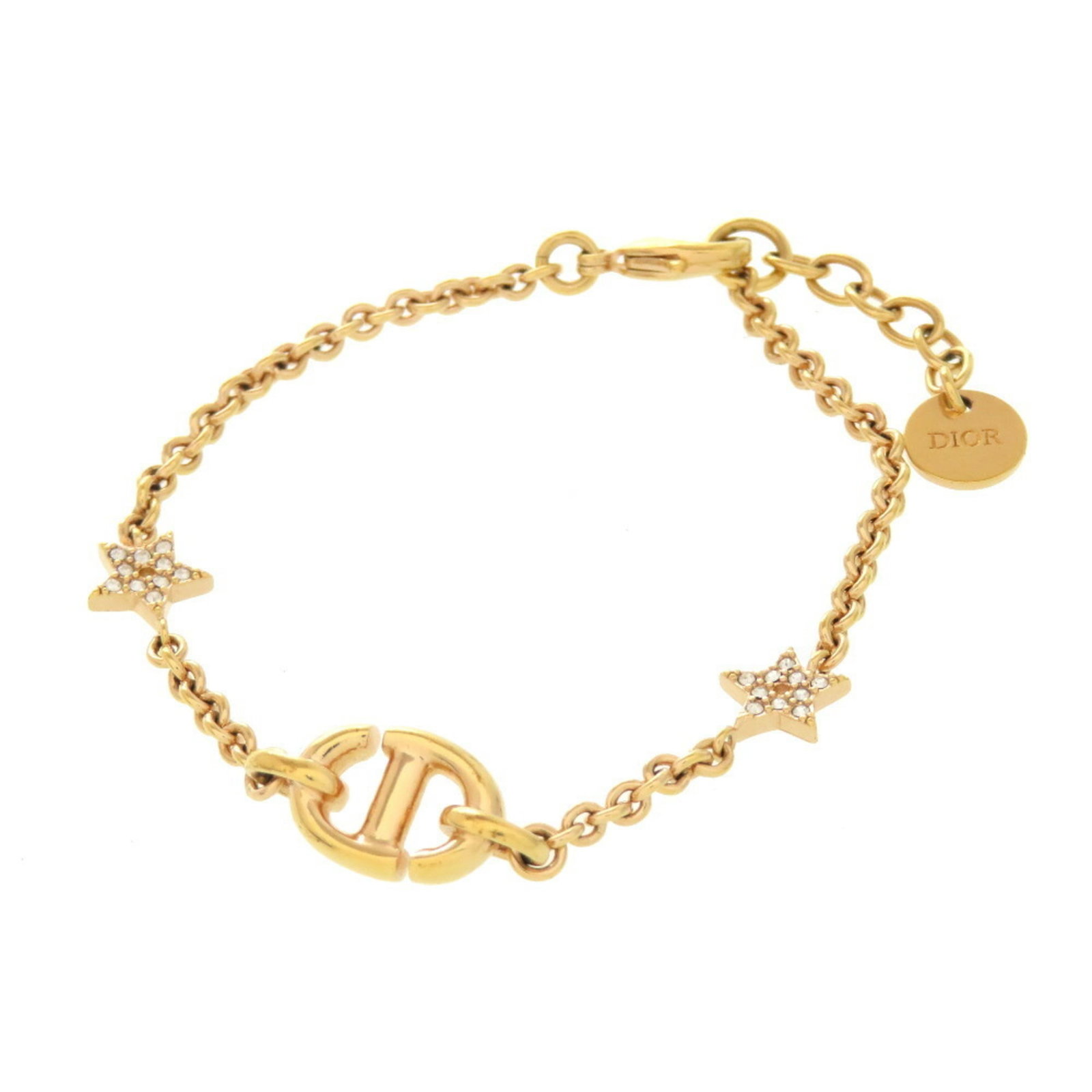 Christian Dior Charm Bracelet Metal: Christian Dior Charm Bracelet Metal A beautiful gold charm bracelet from Christian Dior, featuring metal construction and a length of 16.5cm. The item exhibits some minor signs of usage, including