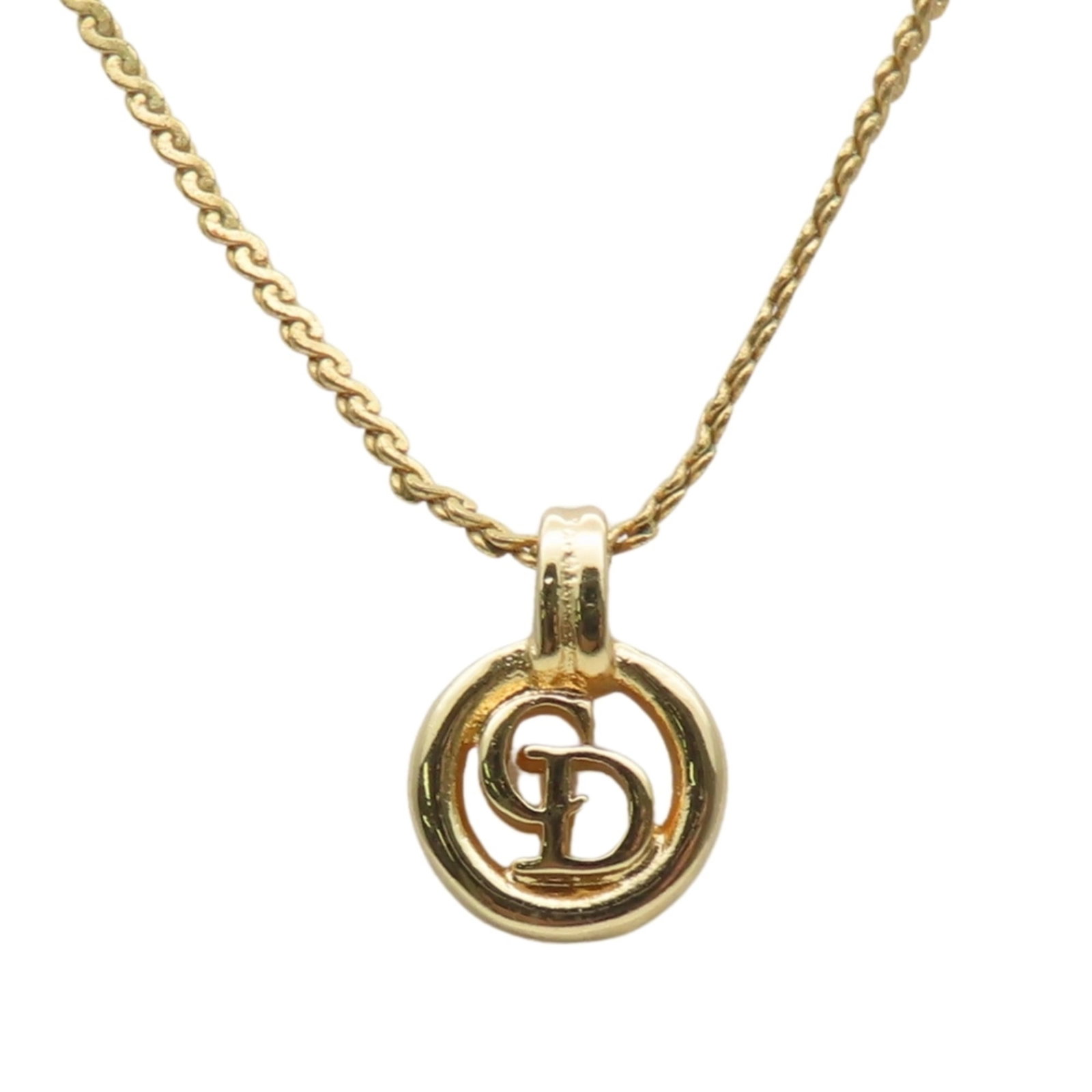 Christian Dior necklace in gold-plated metal with a CD logo. Women's.: Christian Dior necklace in gold-plated metal with a CD logo. Women's. Gold-plated metal Christian Dior necklace with a CD logo pendant features a unique design. The necklace has a weight of 2.9g and m
