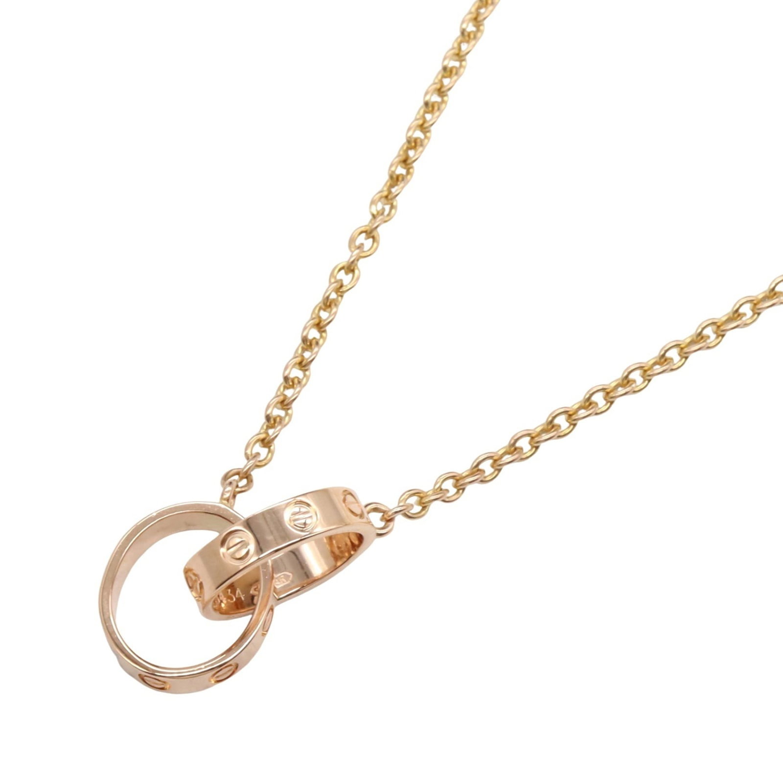 Cartier Baby Love Necklace, 18K Pink Gold (K721300), for Men and Women.: Cartier Baby Love Necklace, 18K Pink Gold (K721300), for Men and Women. 18K pink gold Cartier Baby Love Necklace in excellent condition, featuring a timeless design with a few traces of usage and mino