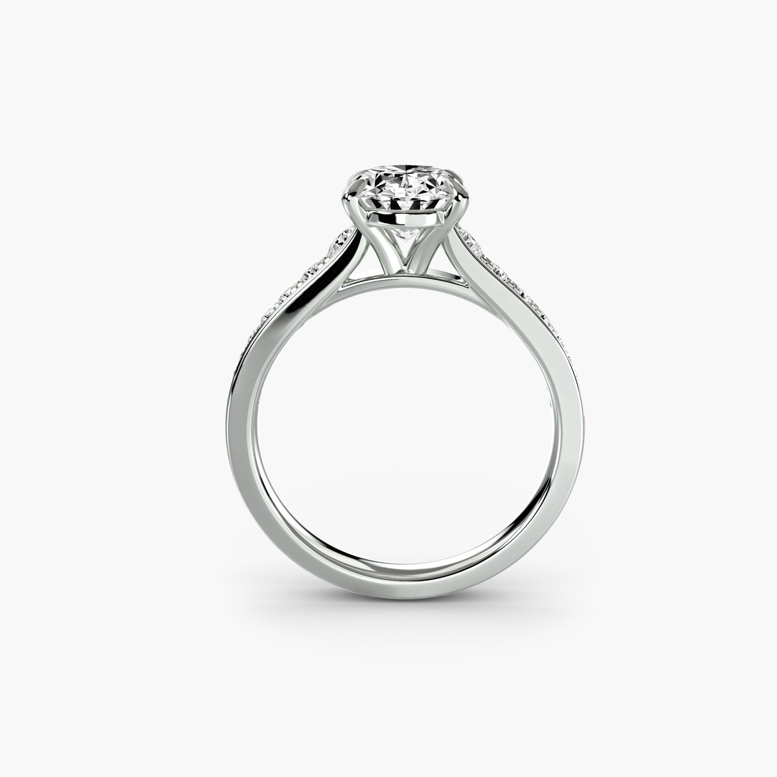 Pave Oval 14Kt White Gold Ring Setting: Pave Oval 14Kt White Gold Ring Setting Pave oval 14Kt white gold ring setting with intricate detail and precision craftsmanship. This stunning piece features 16 side stones totaling 0.283 carats of