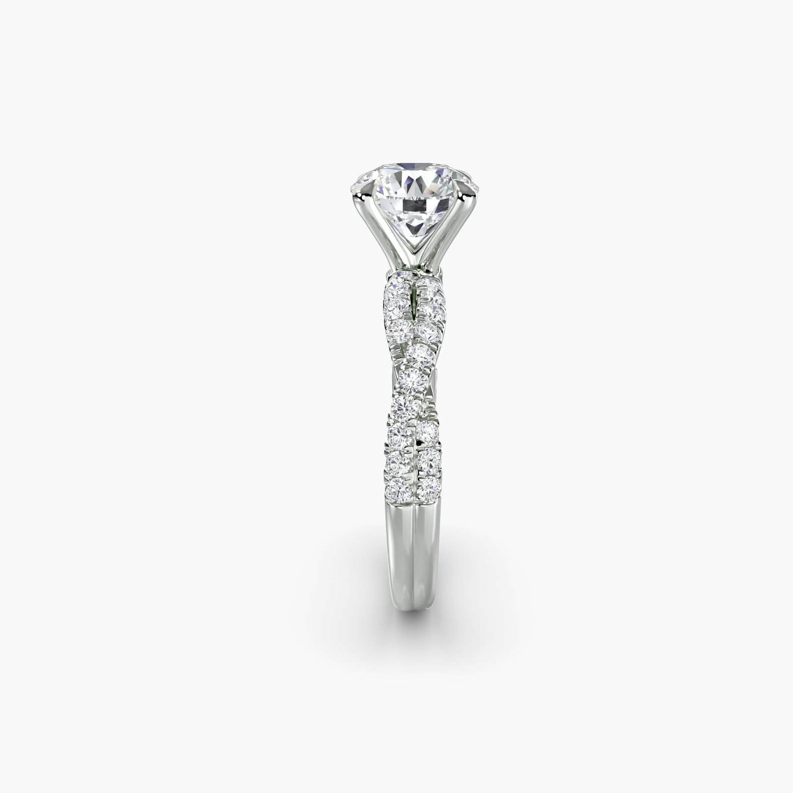 Pave Round 950 Platinum Ring Setting - 3