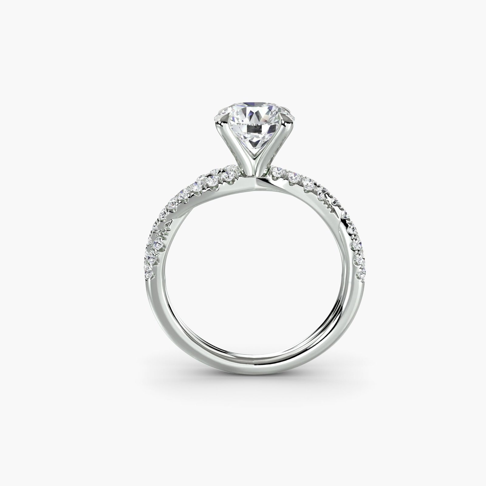 Pave Round 950 Platinum Ring Setting - 4