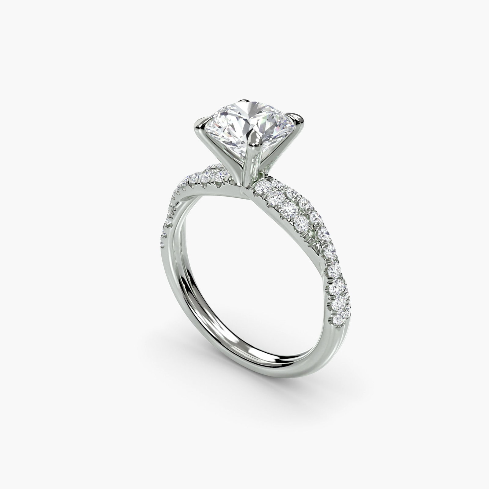Pave Round 950 Platinum Ring Setting - 5