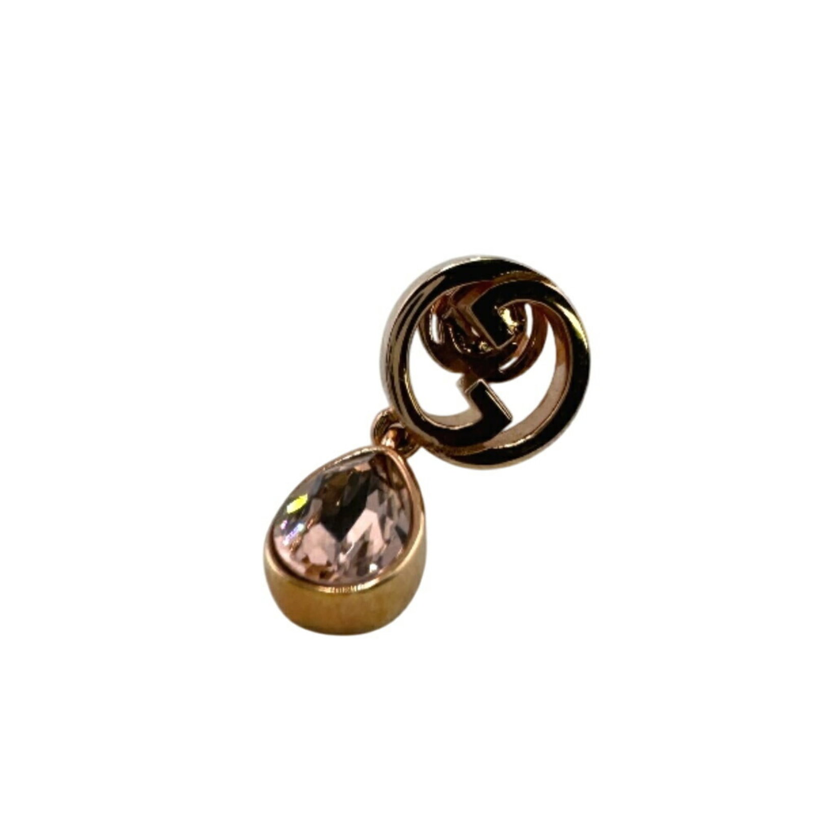 Gucci Drop Earrings Metal: Gucci Drop Earrings Metal Gucci Drop Earrings Metal are available in pink gold with crystal accents. The earrings feature a metal design with a single drop earring style and measure 22.00mm x