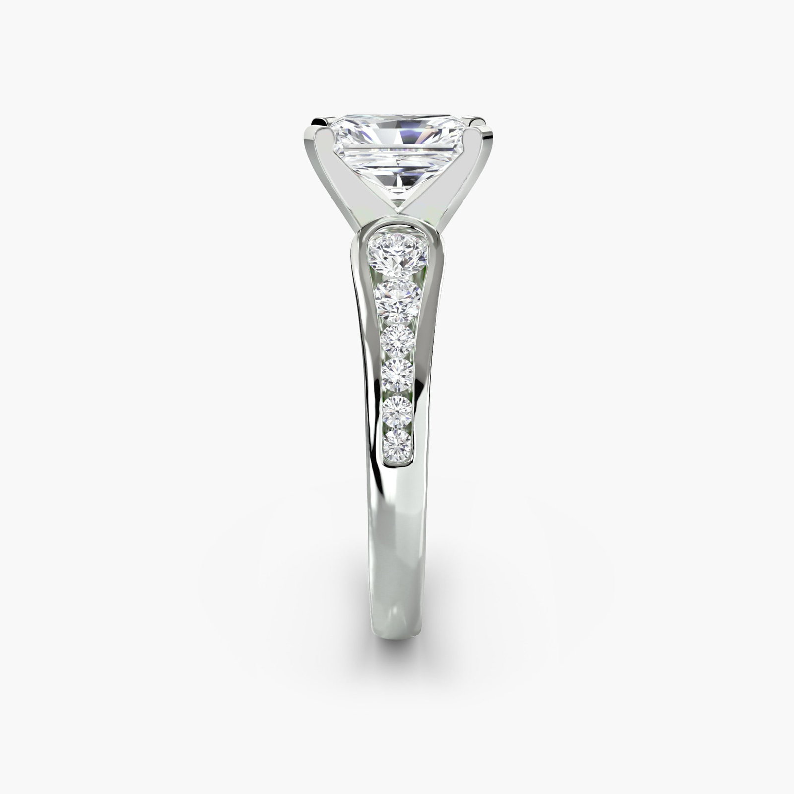 Pave Radiant 950 Platinum Ring Setting - 3