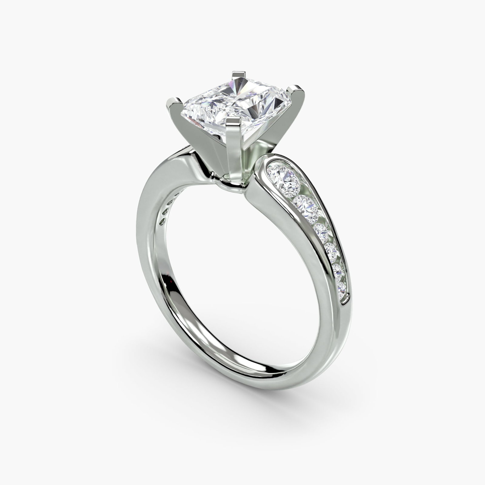 Pave Radiant 950 Platinum Ring Setting - 5