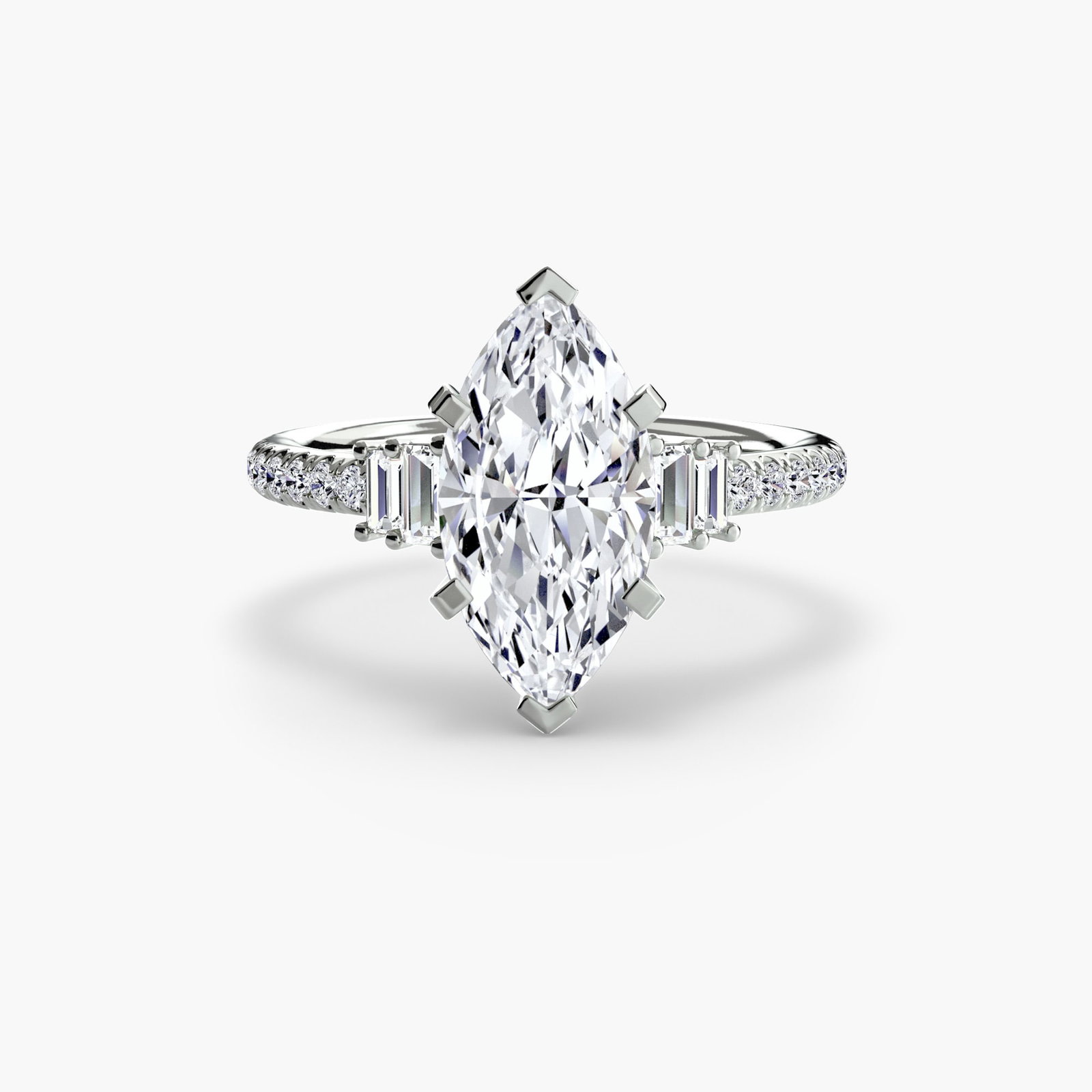 Pave Marquise 950 Platinum Ring Setting - 2