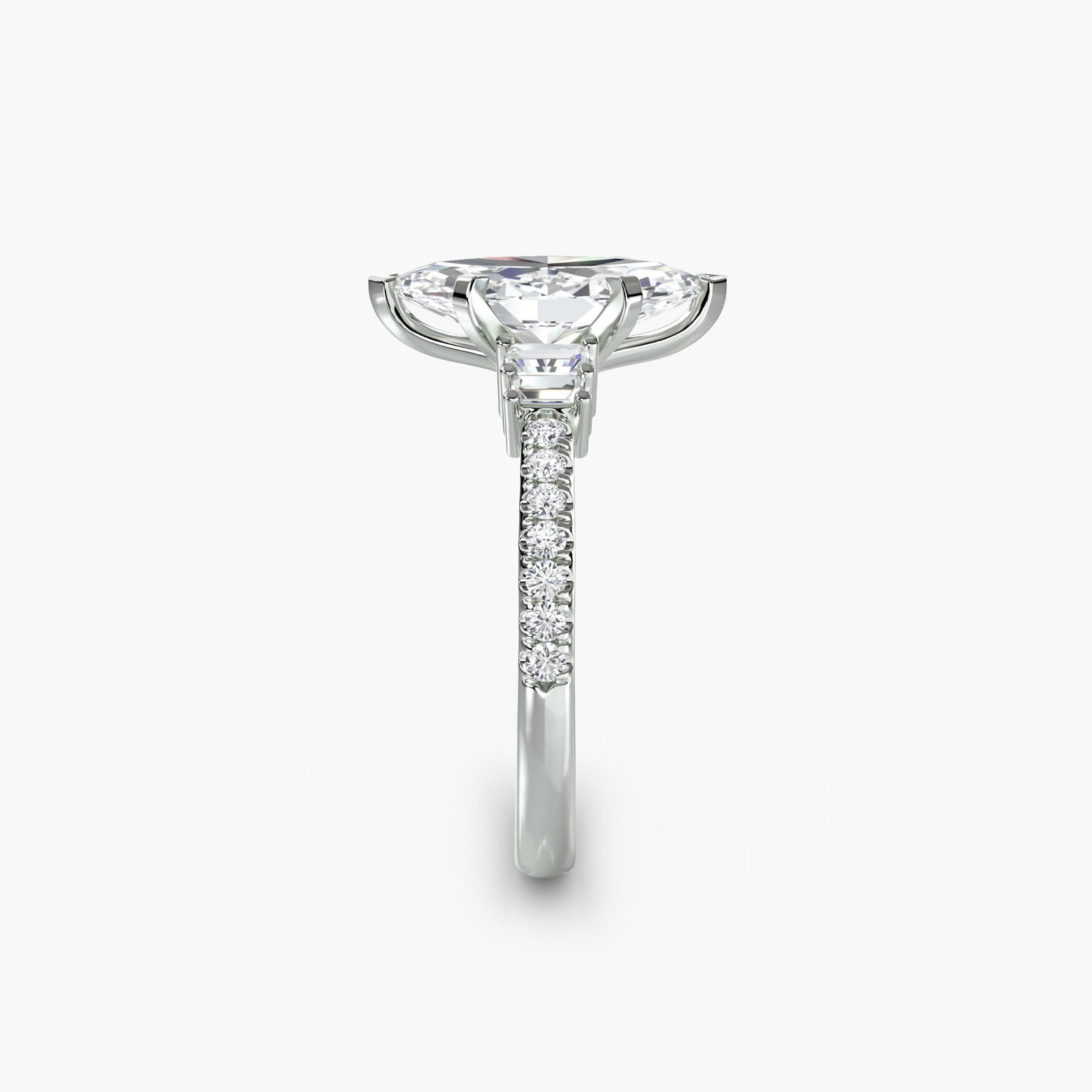 Pave Marquise 950 Platinum Ring Setting - 3