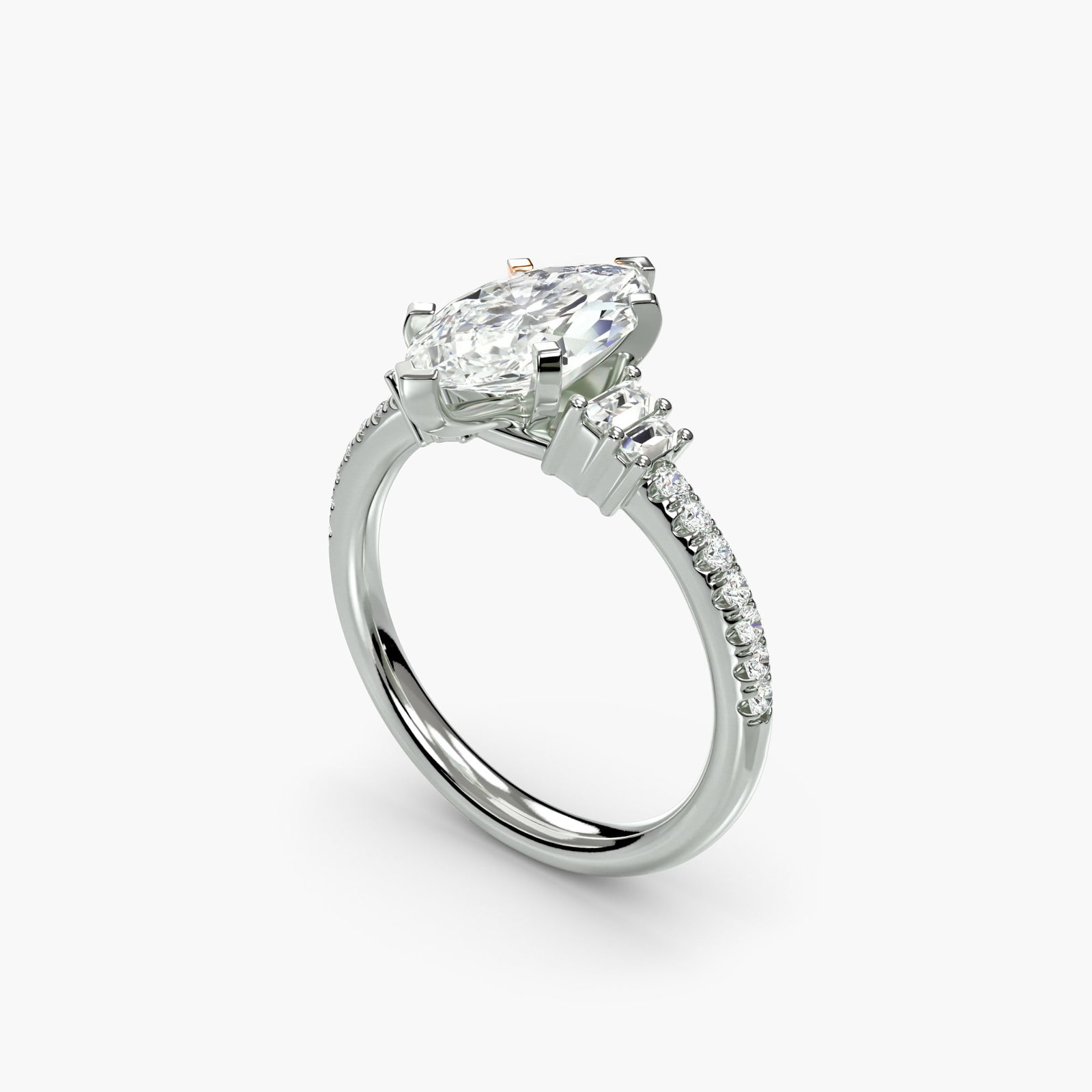 Pave Marquise 950 Platinum Ring Setting - 5
