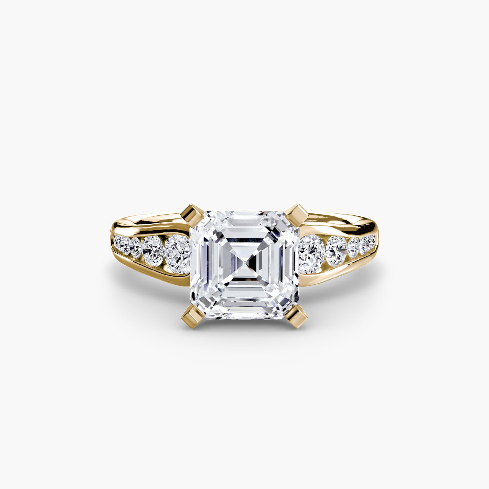Pave Asscher 14Kt Yellow Gold Ring Setting - 2