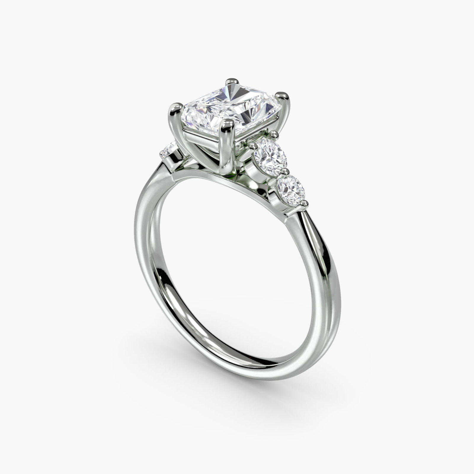 Solitaire Radiant 950 Platinum Ring Setting - 5