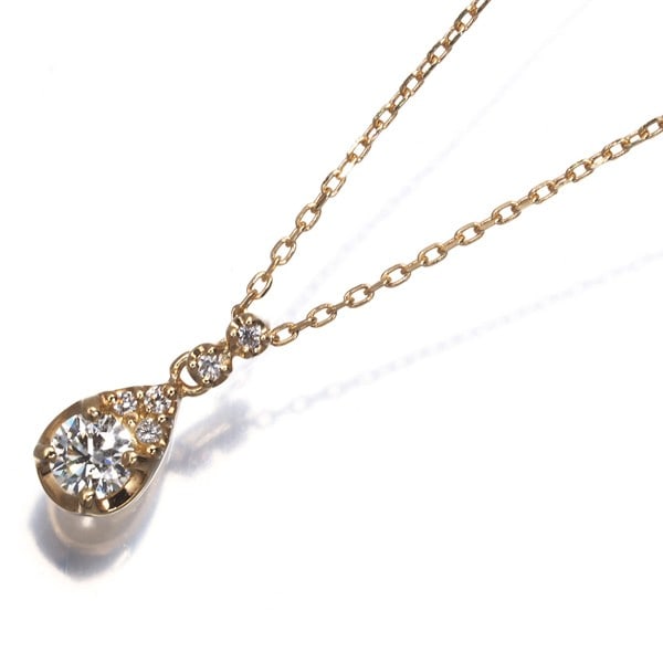 Diamond necklace with teardrop drop pendant made of 18yg gold (1 of 4)