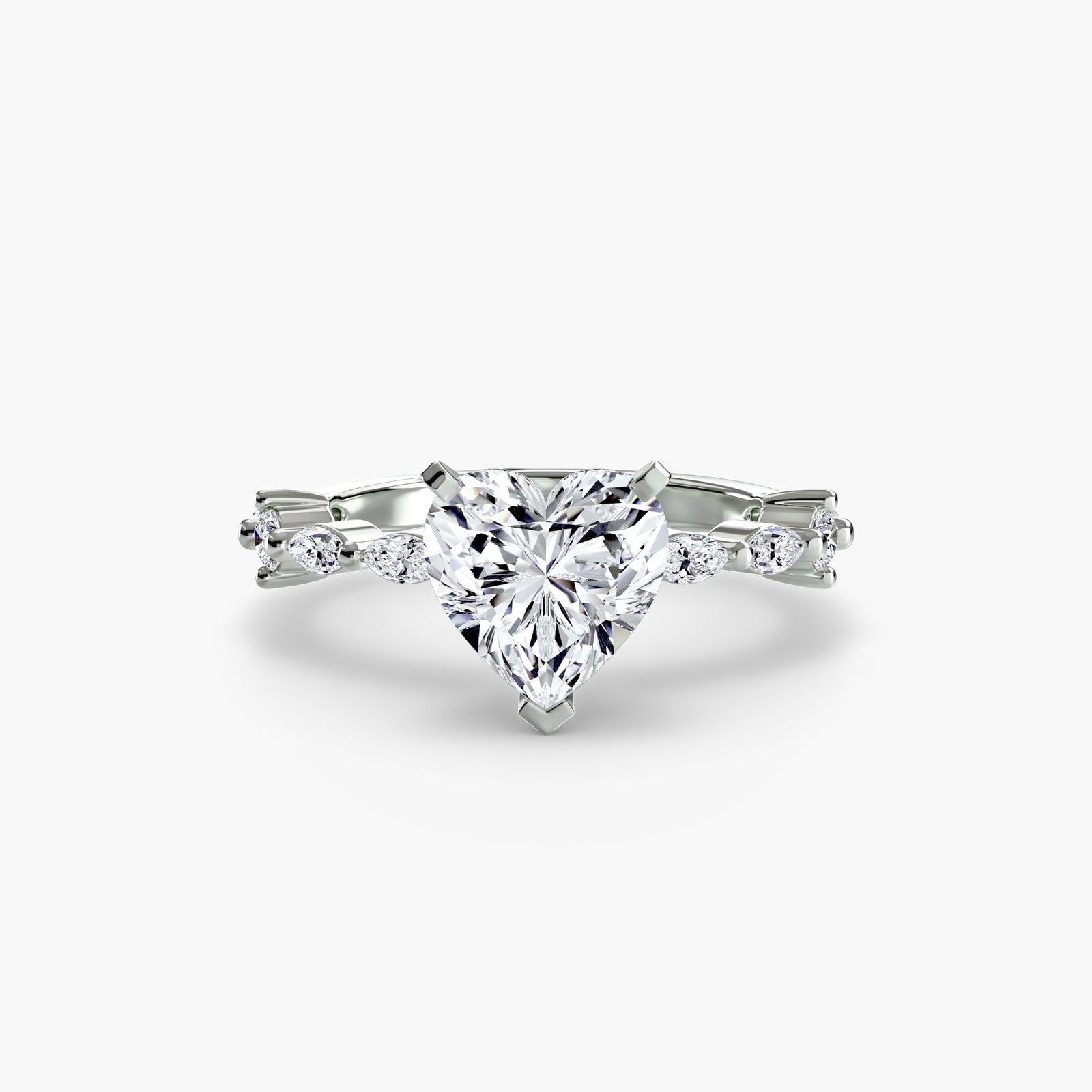 Pave Heart 950 Platinum Ring Setting - 2