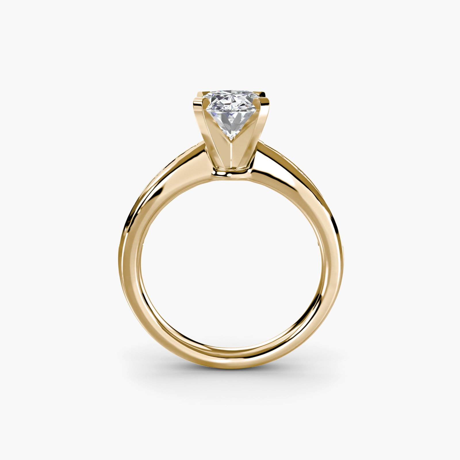 Pave Oval 18Kt Yellow Gold Ring Setting: Pave Oval 18Kt Yellow Gold Ring Setting Pave Oval 18Kt Yellow Gold Ring Setting features a delicate oval band adorned with 12 pave side stones totaling 0.313 carats of EF/VS lab-grown color and