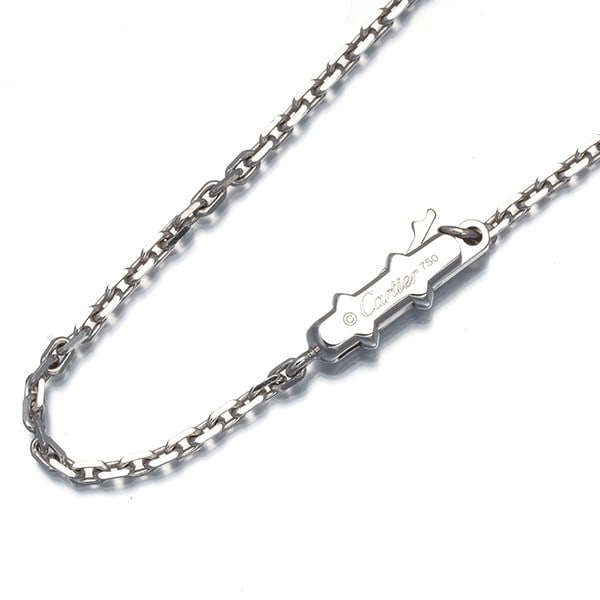 Strict rules for chain necklace with 750 white gold links and 42cm length.: Strict rules for chain necklace with 750 white gold links and 42cm length. 750 white gold links form a sleek chain necklace of 42cm length. This Cartier piece showcases its 18k metal purity and chain 