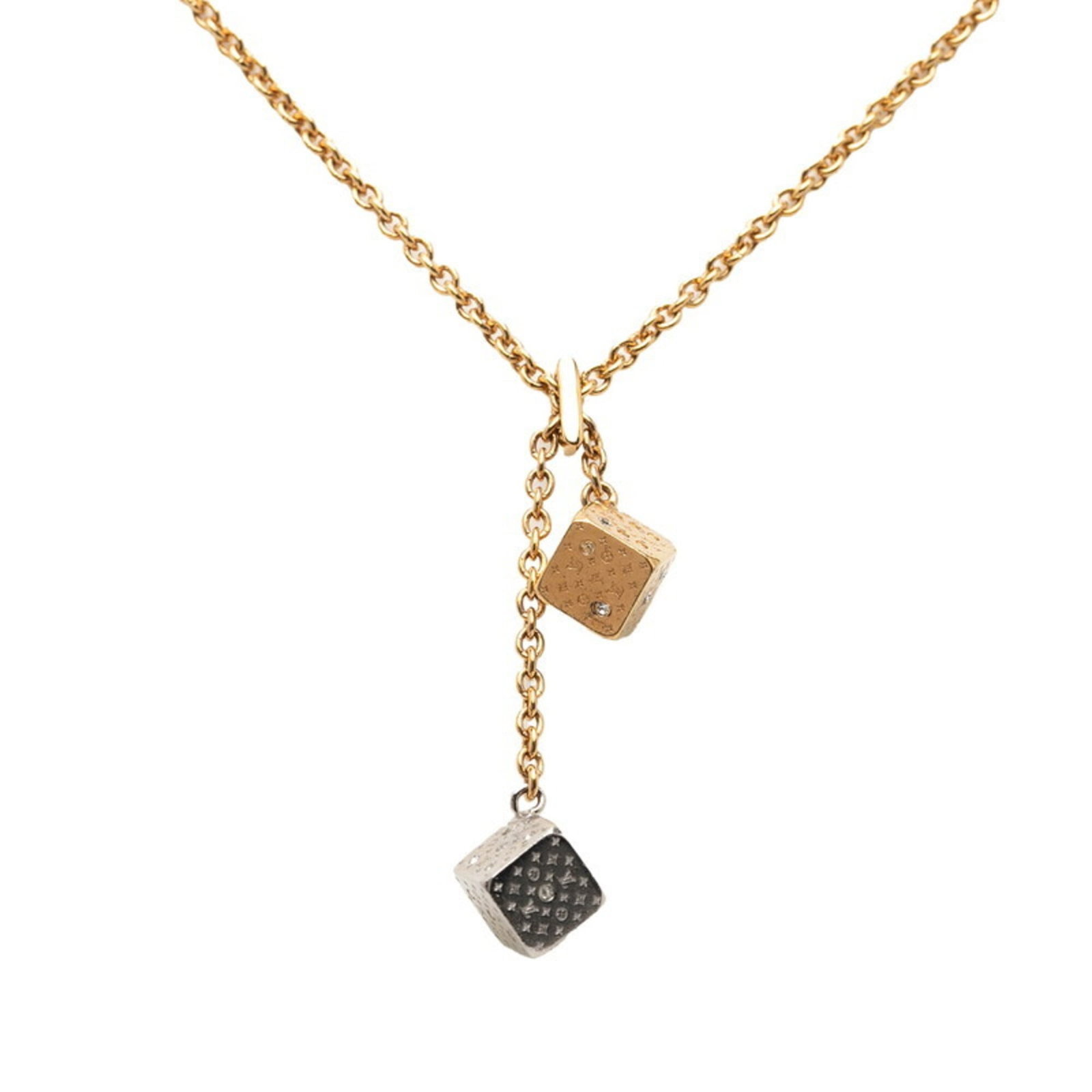 Louis Vuitton Luckygram Necklace M62804 Gold Plated Rhinestone Women's LOUIS VUITTON (1 of 7)