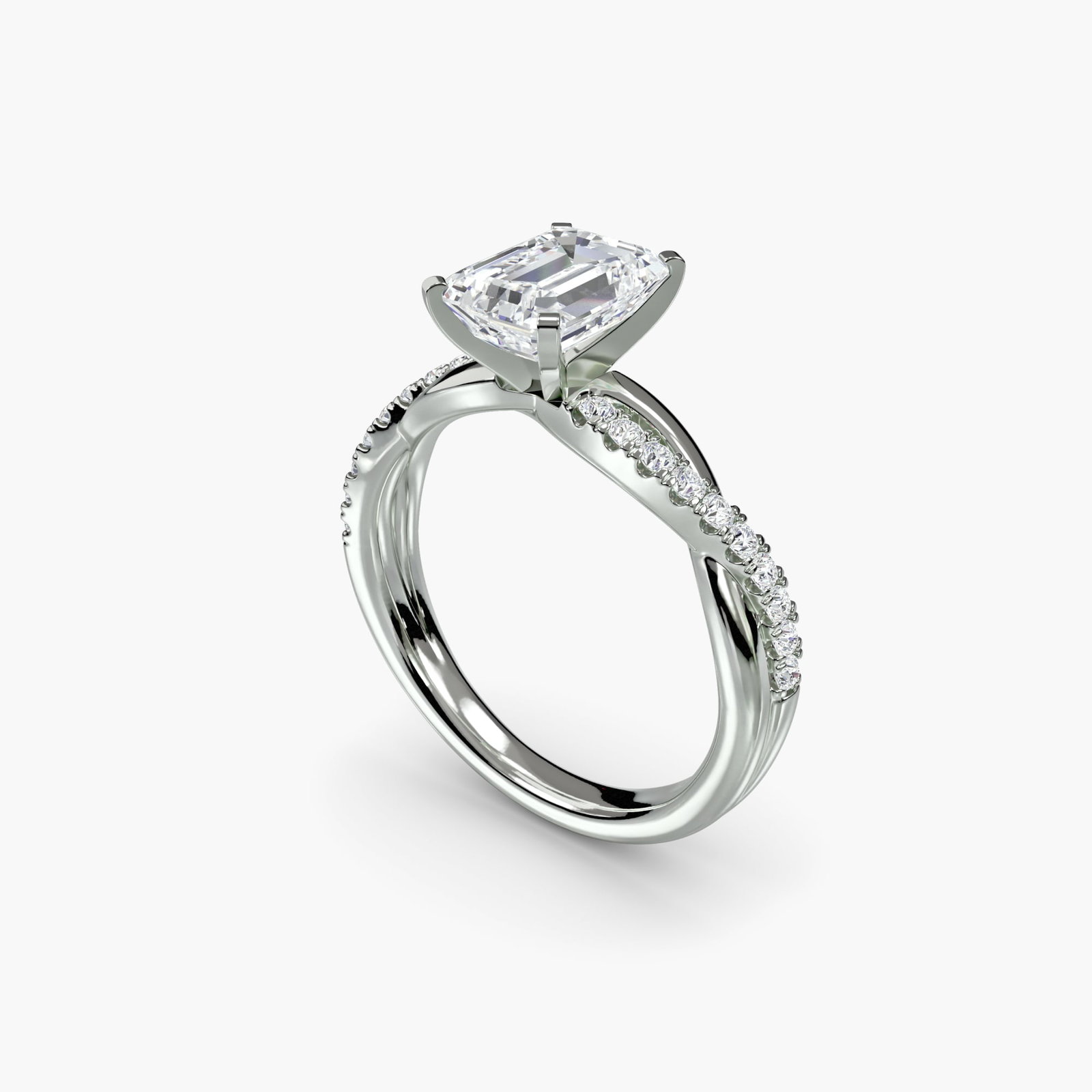 Pave Emerald 18Kt White Gold Ring Setting (1 of 5)