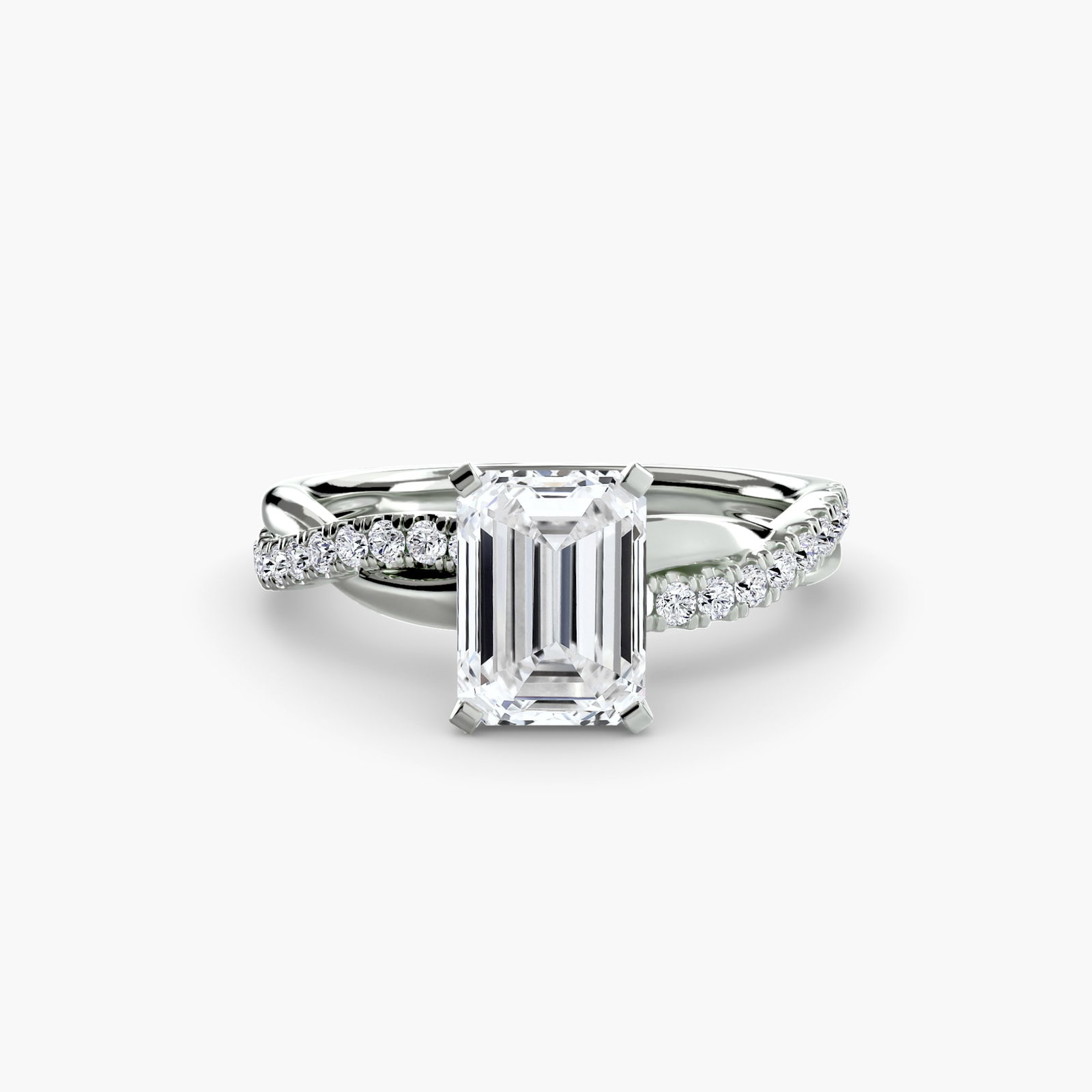 Pave Emerald 18Kt White Gold Ring Setting - 2